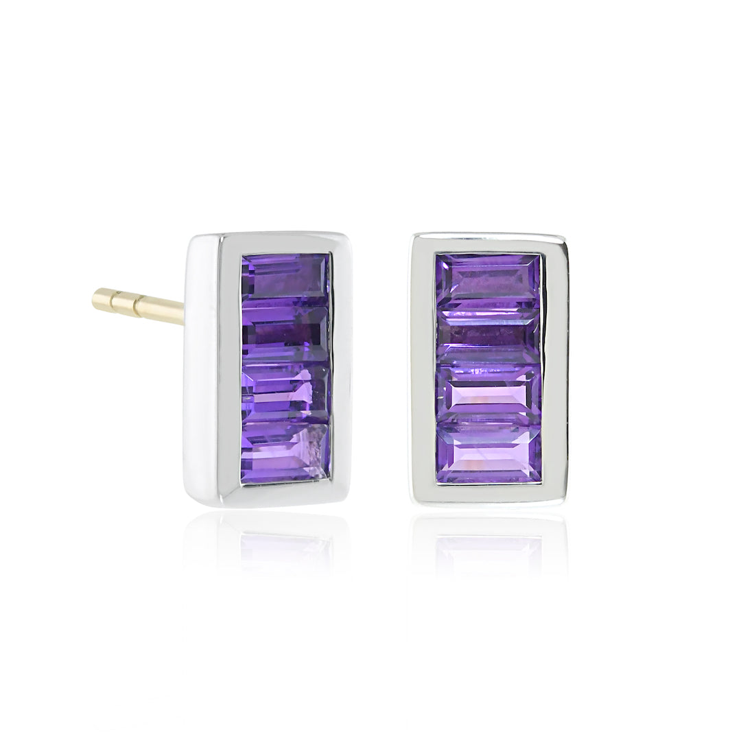 Stunning Amethyst Channel Set Earrings for Women – Perfect for Weddings, Parties & Special Occasions