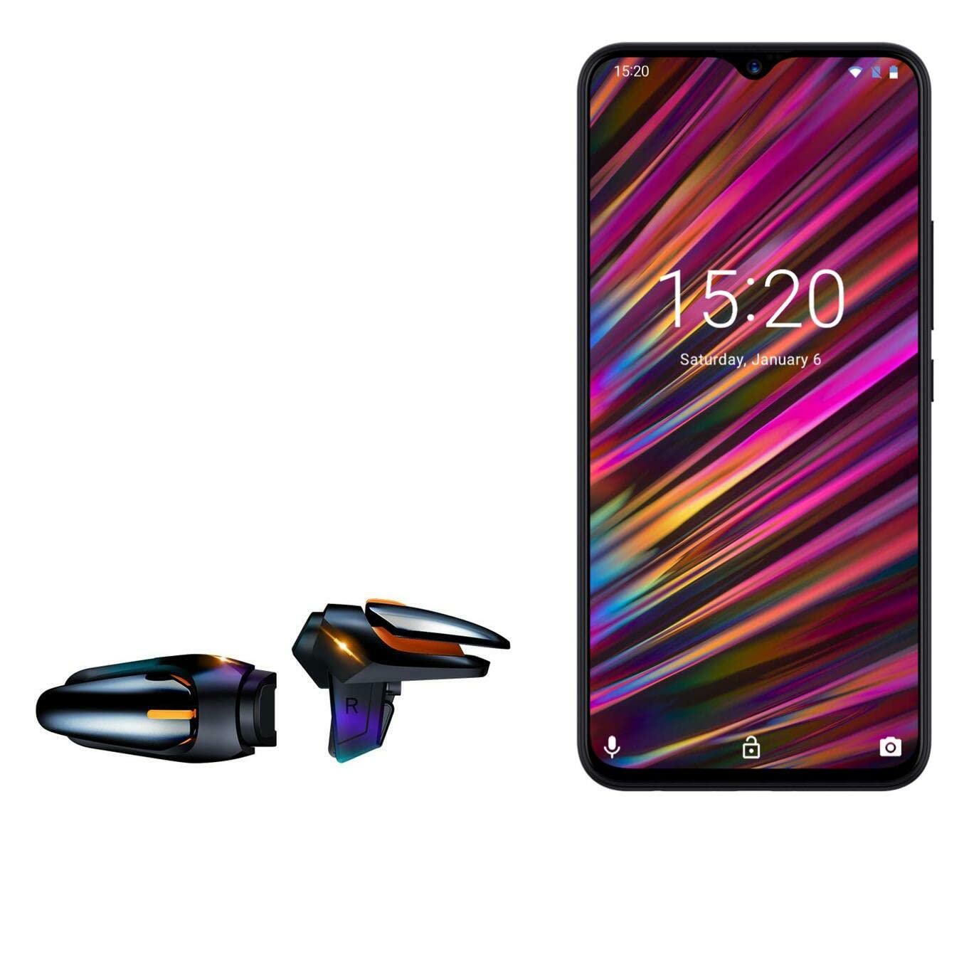 BoxWave Gaming Gear for Umidigi F1 - Touchscreen QuickTrigger Auto, Trigger Buttons with Autofire for Mobile FPS Games - Jet Black - Perfect for PUBG Mobile, Call of Duty Mobile & Fortnite Battle Royale