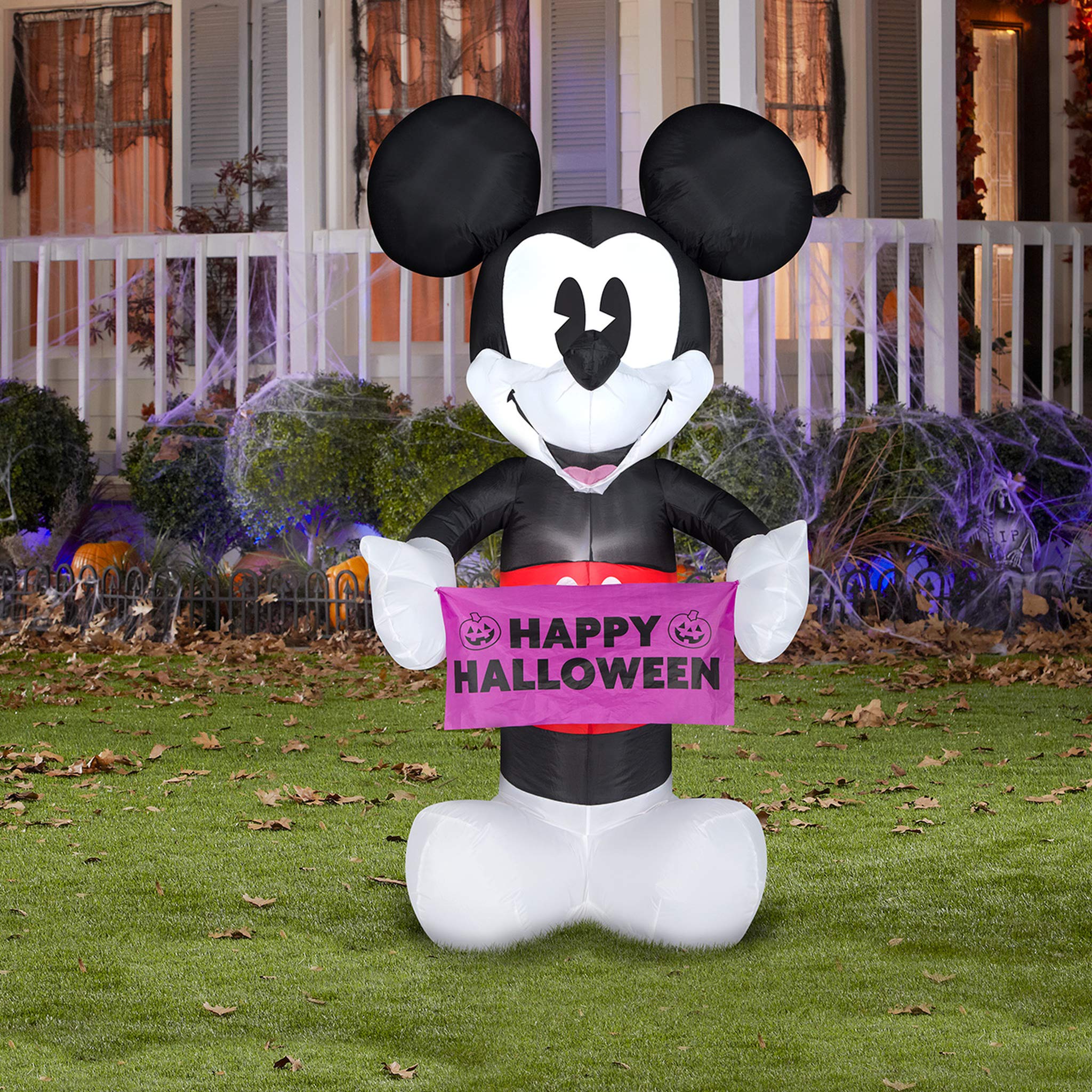 Happy Halloween Mickey Mouse Airblown Inflatable Yard Decoration - 6ft Outdoor Holiday Decor for Halloween Party, Lawn, Garden, and Front Yard Decorations