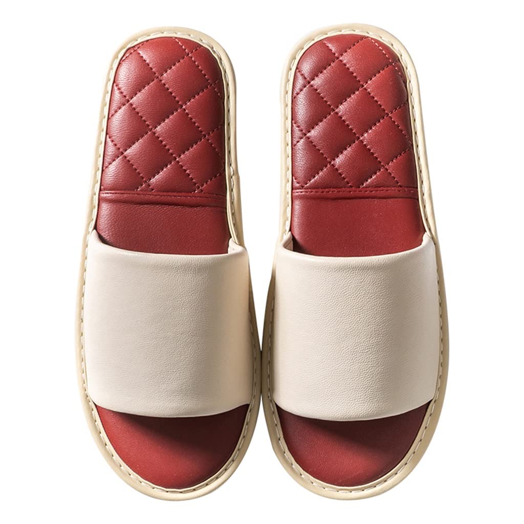 Comfortable Quiet Soft Sole Leather Sandals for Women - Indoor House Slippers, Bedroom Shoes for Spring & Autumn (Color A, Size 37/38) - Perfect for Relaxing at Home, Lounging & Light Housework