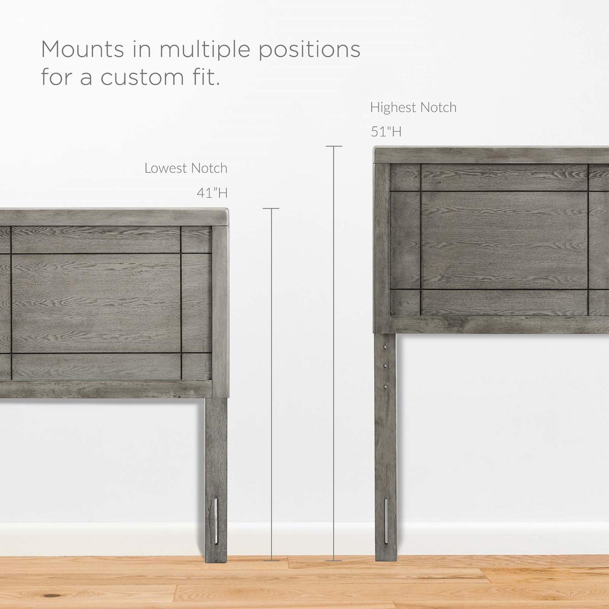 Archie Wood Full Headboard - Modern & Retro Design, Interchangeable with Bed Frames - Gray - Perfect for Bedroom Decor & Guest Room Setup
