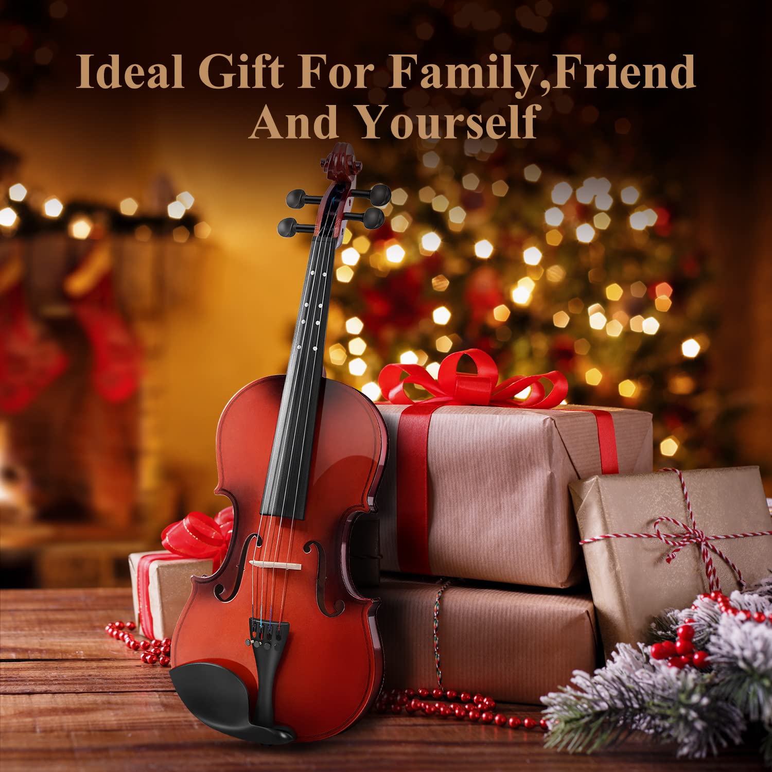 Eastar 1/2 Size Beginner Violin Set with Hard Case, Rosin, Shoulder Rest, Bow & Extra Strings - Fingerboard Finger Guide - Perfect for Kids & Students Learning Violin at Home or School