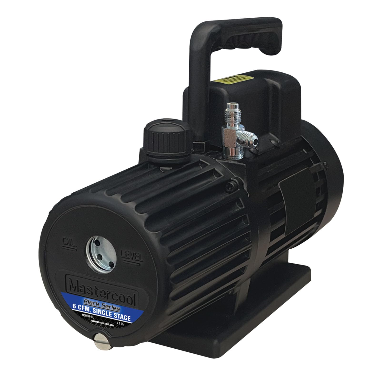 Mastercool 90066-BL Black Series 6 CFM Single Stage Vacuum Pump with Thermally Protected Motor, High-Volume Fan & Oil Drain Valve - 110/120V, 60Hz - Ideal for HVAC, Refrigeration & Automotive AC Repair