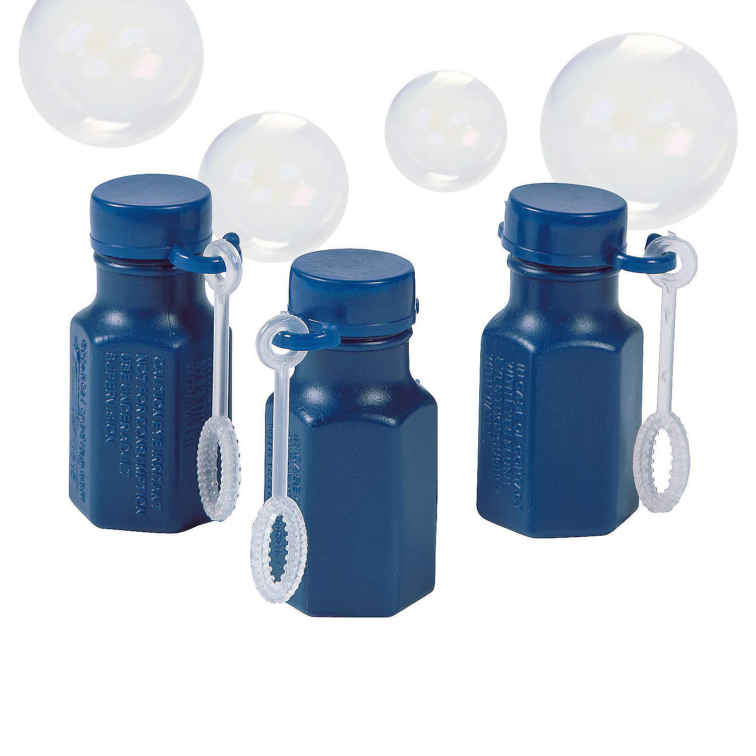 Fun Express Navy Blue Hexagon Bubble Bottles 0.3 oz (48-Pack) - Kids Party Favors, Outdoor Play, Summer Activities, Birthday Gifts, Bubble Blowing Toys for Children