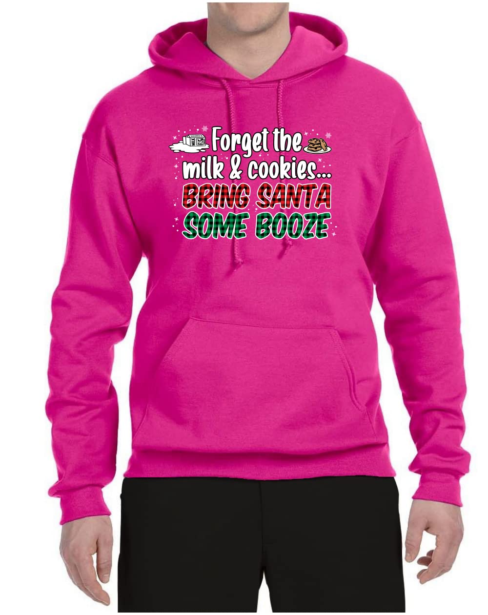 Wild Bobby Santa Booze Graphic Hoodie - Funny Christmas Unisex Sweatshirt for Holiday Parties & Gifts | Cozy Pullover for Winter Festivities