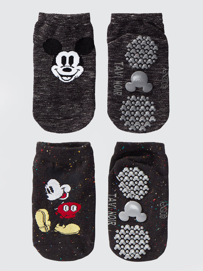 Disney Mickey Mouse Kids Non-Slip Grip Socks 2-Pack - Cute & Comfortable Toddler Socks for Playtime, School & Home Activities