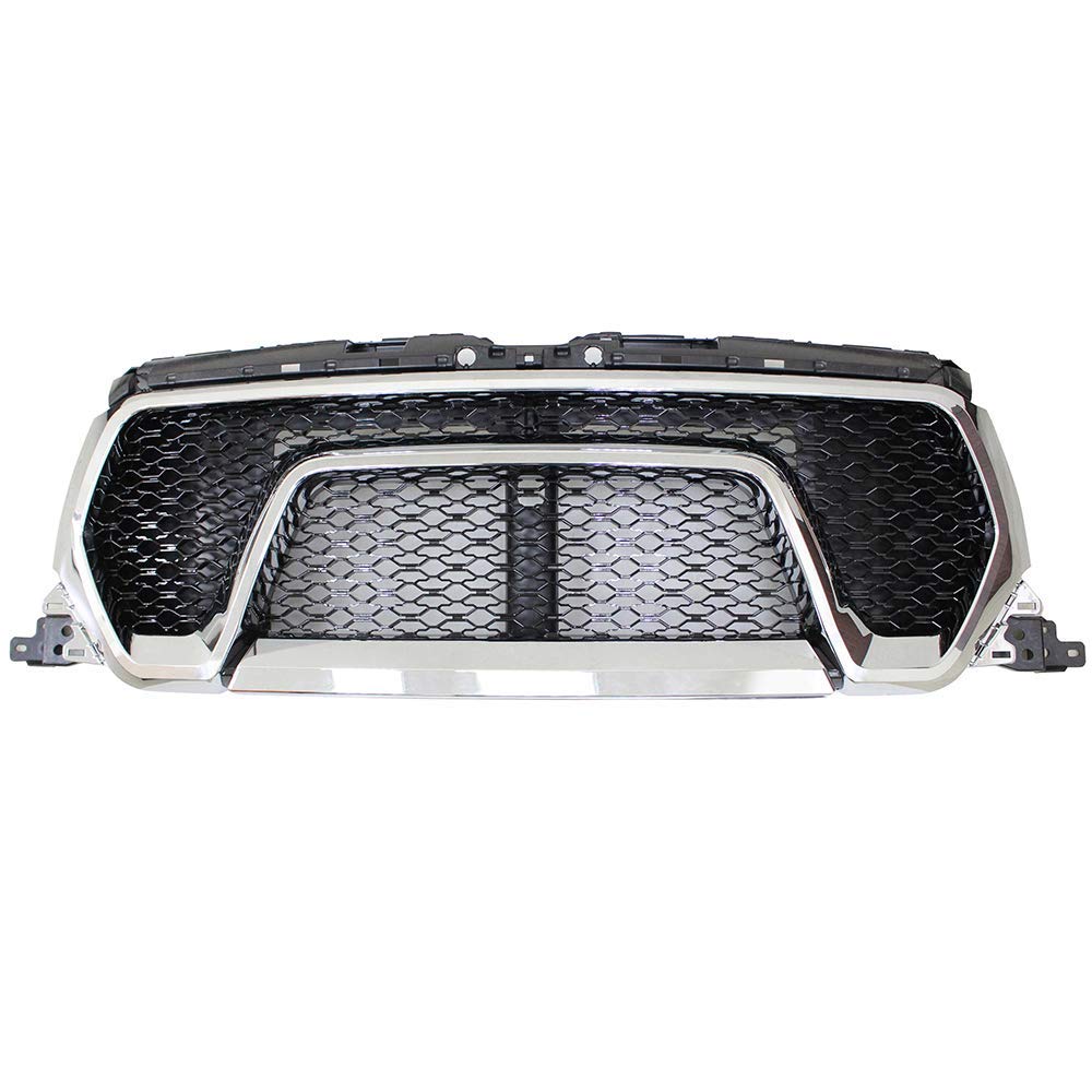 IKON MOTORSPORTS Chrome Rebel Style Front Bumper Hood Upper Grill Compatible With 2019-2023 Dodge Ram 1500 Tradesman Big Horn Laramie - Upgrade Your Truck's Appearance for Off-Road & Daily Driving