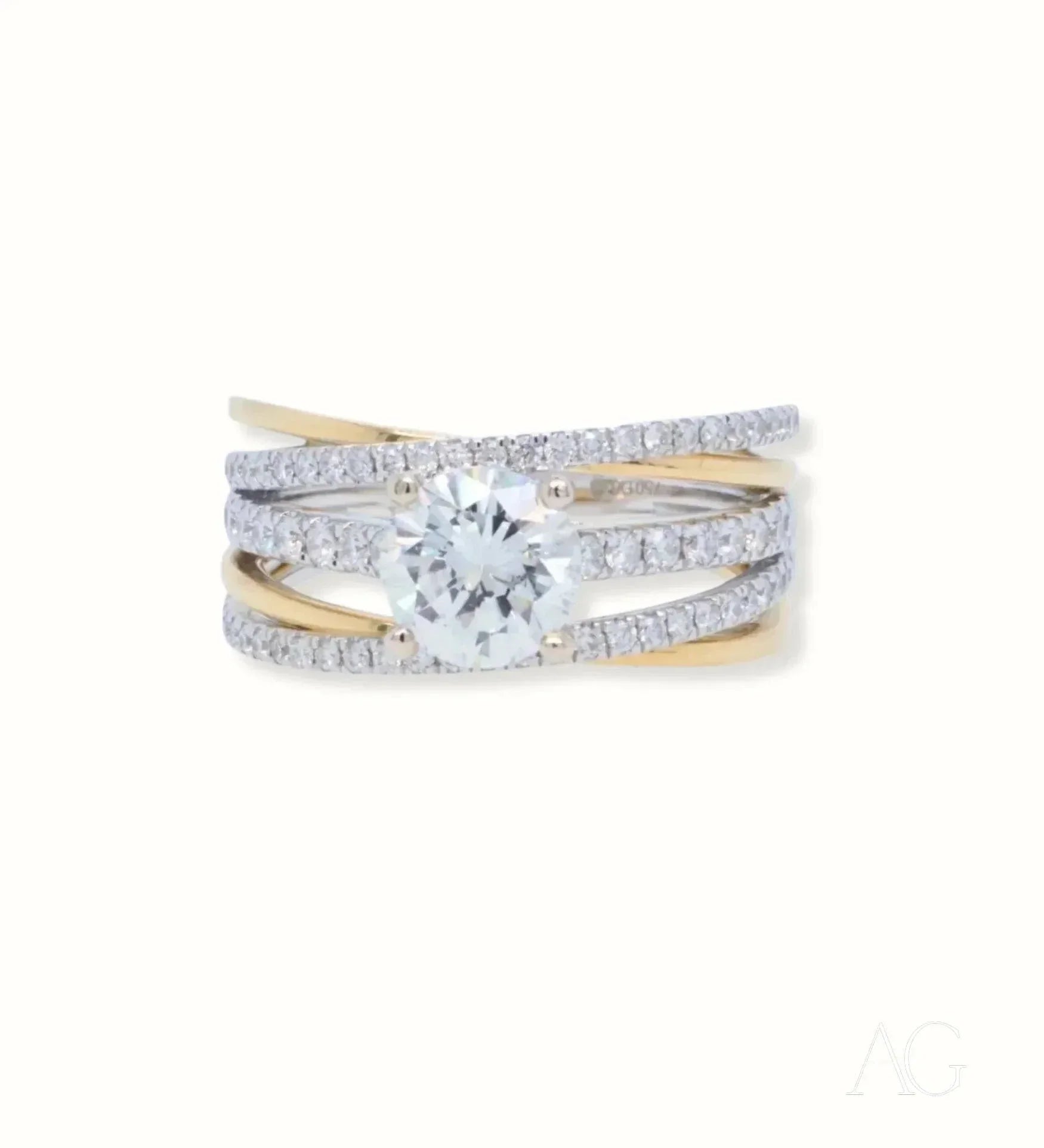 18K White & Yellow Gold 1 Carat Natural Diamond Ring for Women - Elegant Wedding, Engagement & Anniversary Jewelry Gift
