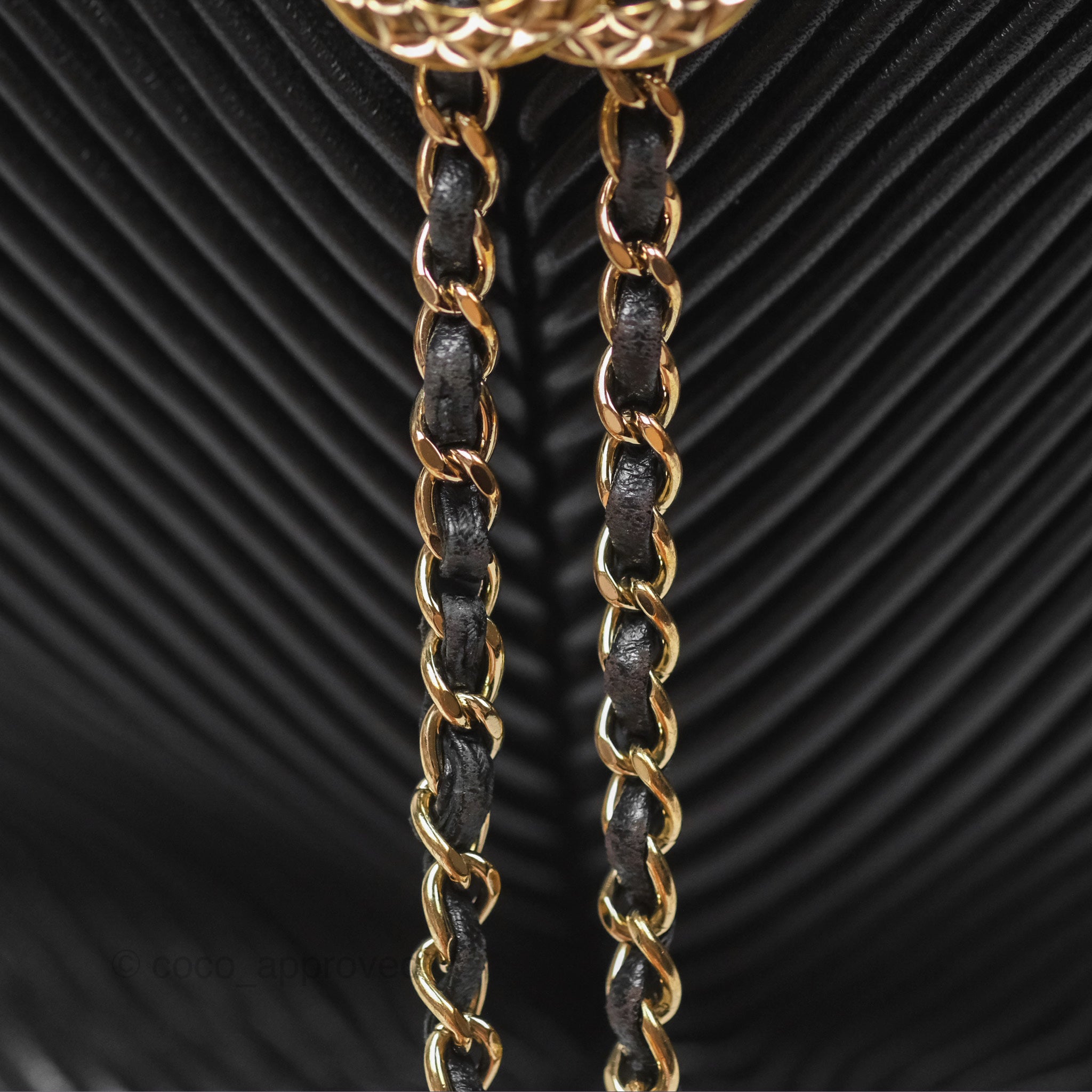 Chanel CC Chain Drawstring Bucket Bag Chevron Black Lambskin Gold Hardware - Luxury Crossbody Shoulder Bag for Women, Perfect for Parties, Date Nights & Special Occasions