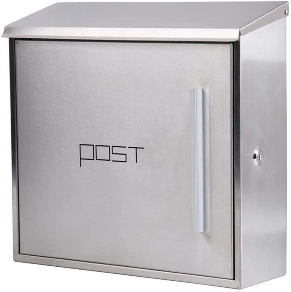 Waterproof Outdoor Wall-Mounted Mailbox with Lock - Silver Letter Box for Villa, Garden & Home Security | Weatherproof & Durable for Rain, Snow & All Seasons