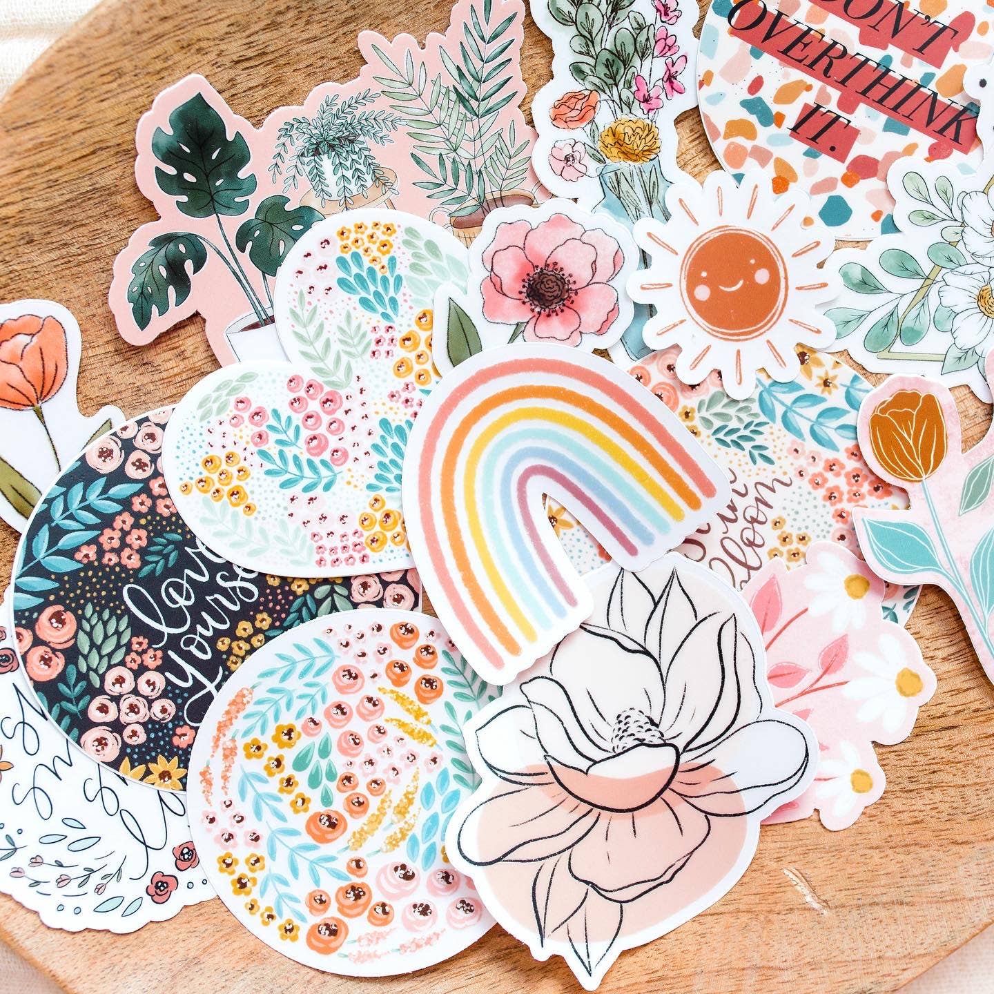 Pastel Rainbow Stickers - 2.5x2.5 Inch Clear Vinyl Decals for Laptops, Water Bottles & Planners | Cute Aesthetic Stickers for Journaling, Scrapbooking & DIY Crafts