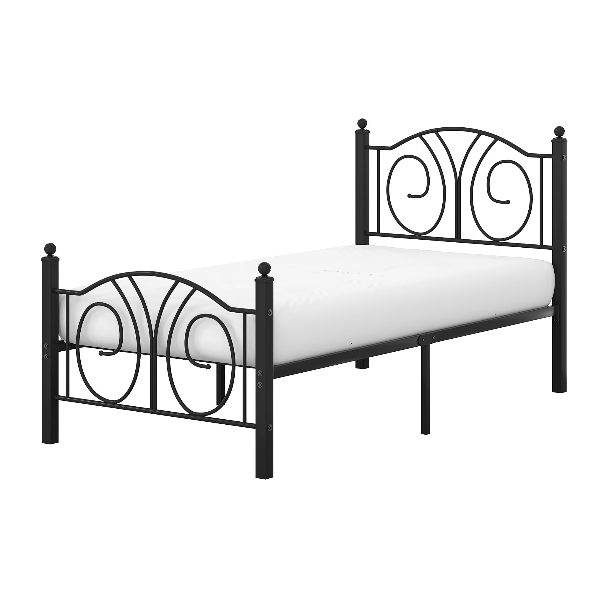 VECELO Twin Size Metal Platform Bed Frame with Headboard & Footboard - Heavy Duty Steel Slat Support, No Box Spring Needed - Easy Assembly, Black - Perfect for Kids Rooms, Guest Bedrooms & Small Spaces