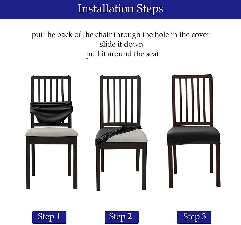 Premium Thick Velvet Dining Chair Covers - Elastic Stretch Slipcovers for Kitchen & Living Room Chairs (1-Piece, Coffee Brown) - Perfect for Home Decor & Furniture Protection