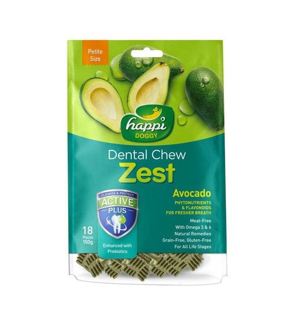 Happi Skippi (Happi Doggy) ZEST Petite Dental Dog Chews - Avocado Flavor for Small Dogs | Teeth Cleaning & Fresh Breath Treats for Puppies | Perfect for Training Rewards and Oral Care