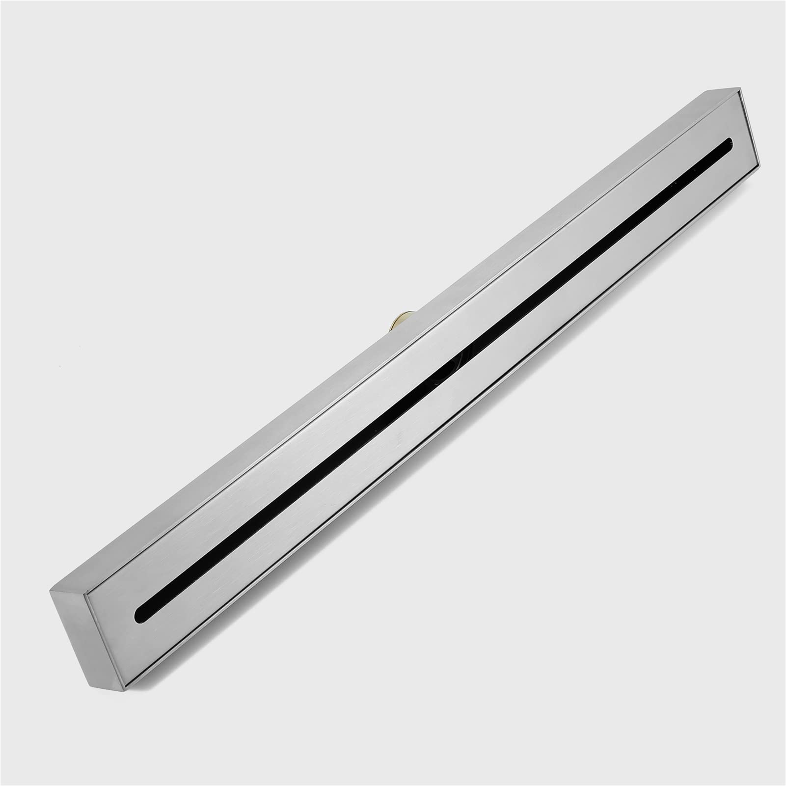 Stainless Steel Linear Shower Drain 600x55mm with Removable Grate & Hair Strainer - High Capacity Rectangular Floor Drain in Brushed Nickel Finish for Modern Bathroom & Wet Room Drainage Solutions