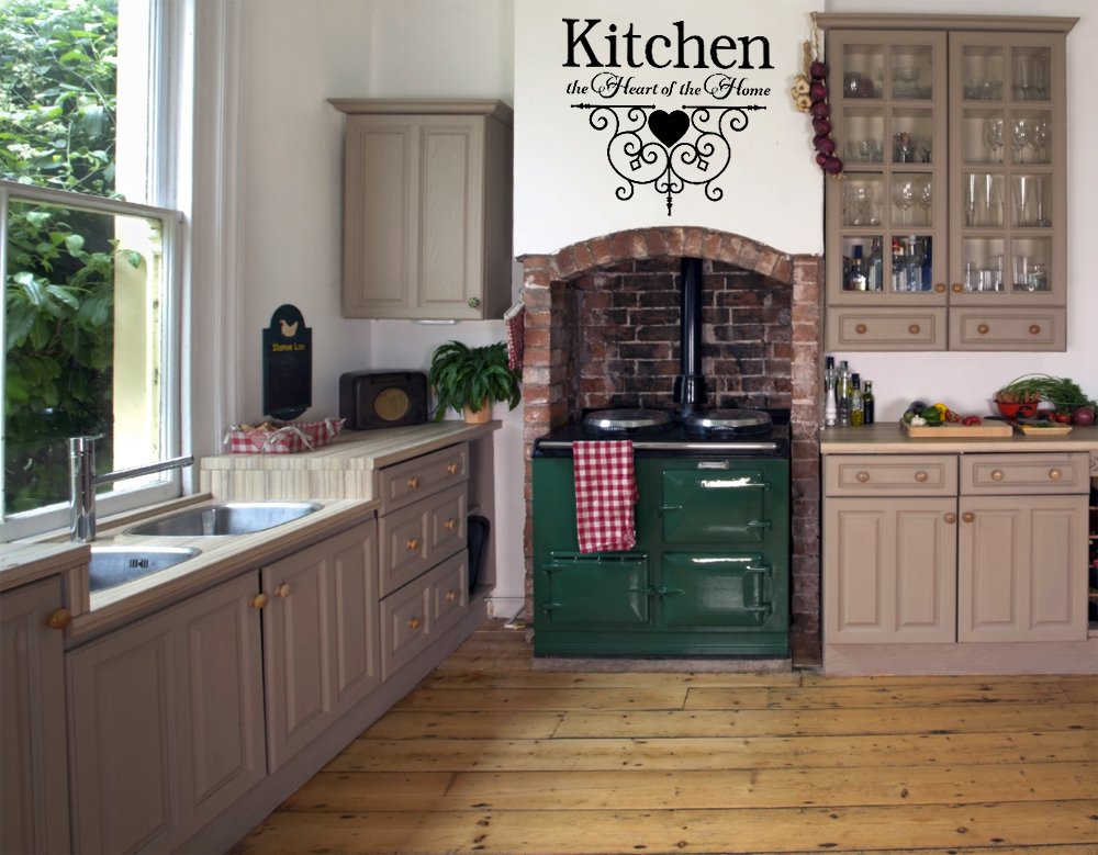 Kitchen The Heart of The Home Quote Vinyl Wall Decal Sticker - Black Home Decor Art for Kitchen, Dining Room & Living Room Wall Decoration