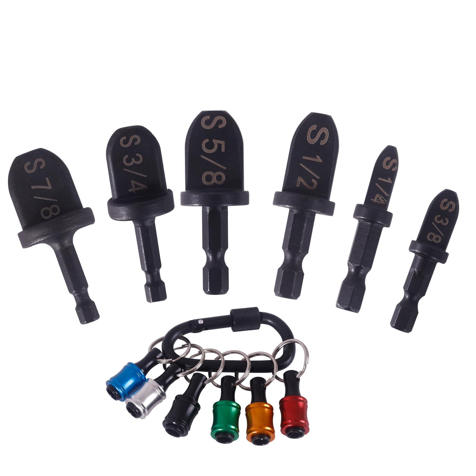 6pcs HVAC Copper Pipe Swaging Tool Set - Professional Copper Tube Expander Kit with Push-to-Unlock Design & 6pcs Bit Holder Keychain - Perfect for HVAC Installation, Plumbing Repairs and DIY Home Improvement Projects