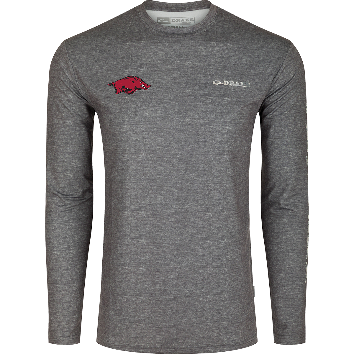 Arkansas Performance Heather Long Sleeve Crew Neck T-Shirt for Men - Soft Cotton Blend Comfort Shirt for Workout, Gym & Casual Wear