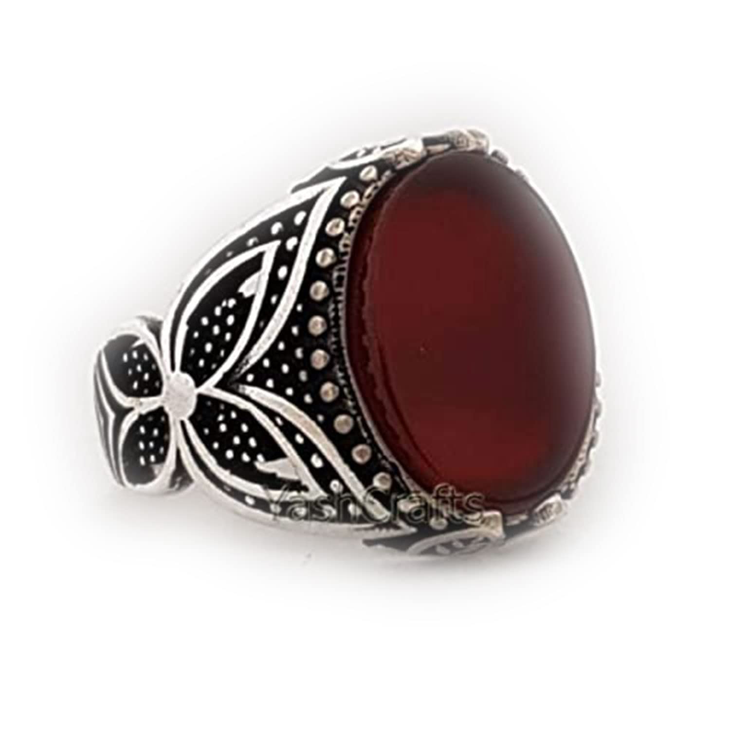 Natural Red Onyx Women's Ring - 925 Sterling Silver Handmade Jewelry with Genuine Red Onyx Gemstone, Elegant Wedding Band, Valentine's Day Gift for Her - Perfect for Anniversaries, Engagements & Special Occasions