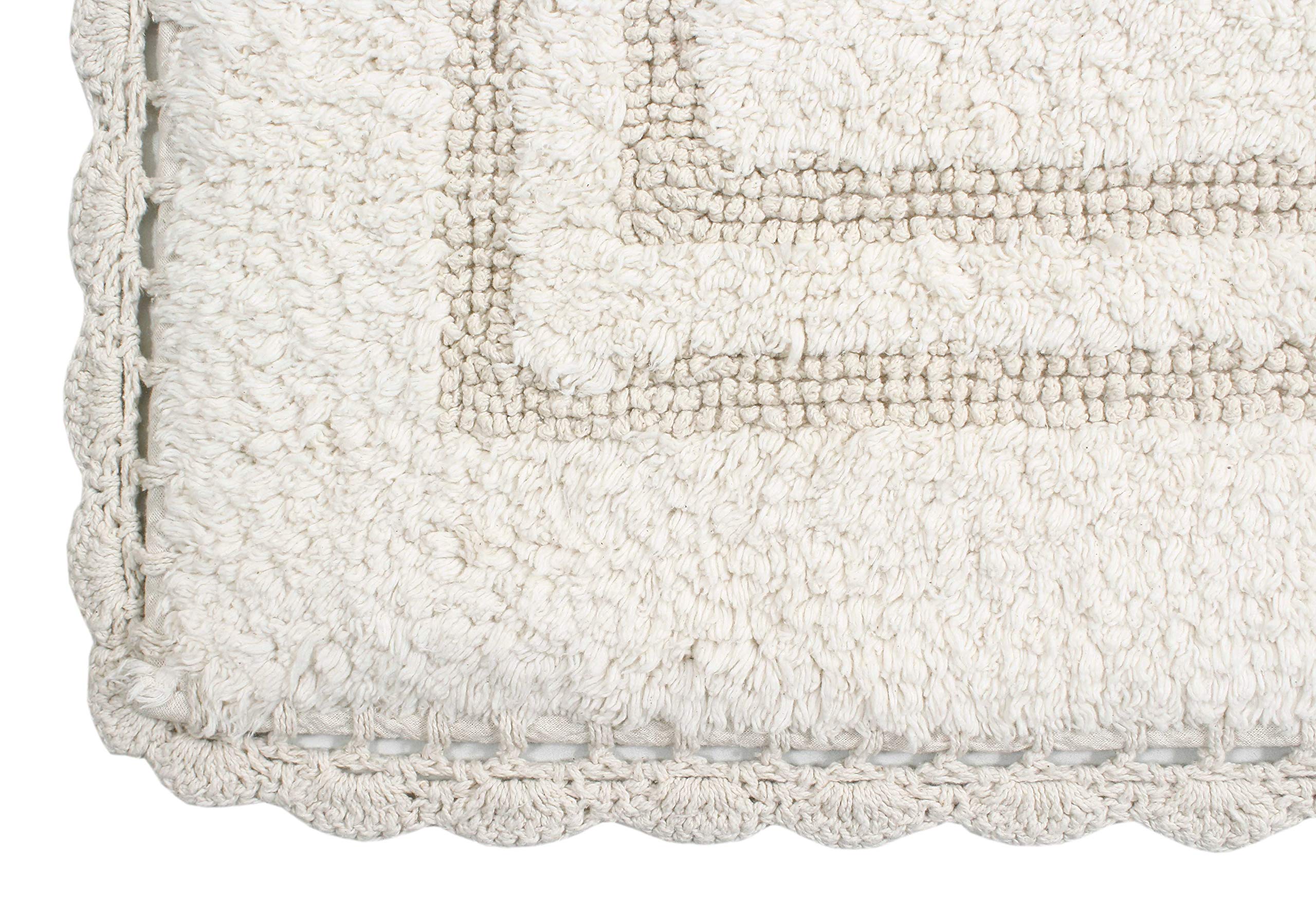 Home Weavers Reversible Cotton Bath Mat Set - Ultra Soft & Absorbent 100% Cotton Bathroom Rug, Non-Slip Washable Kitchen Mat (21x34 Inches, Ivory) - Perfect for Bathrooms, Showers & Kitchen Floors