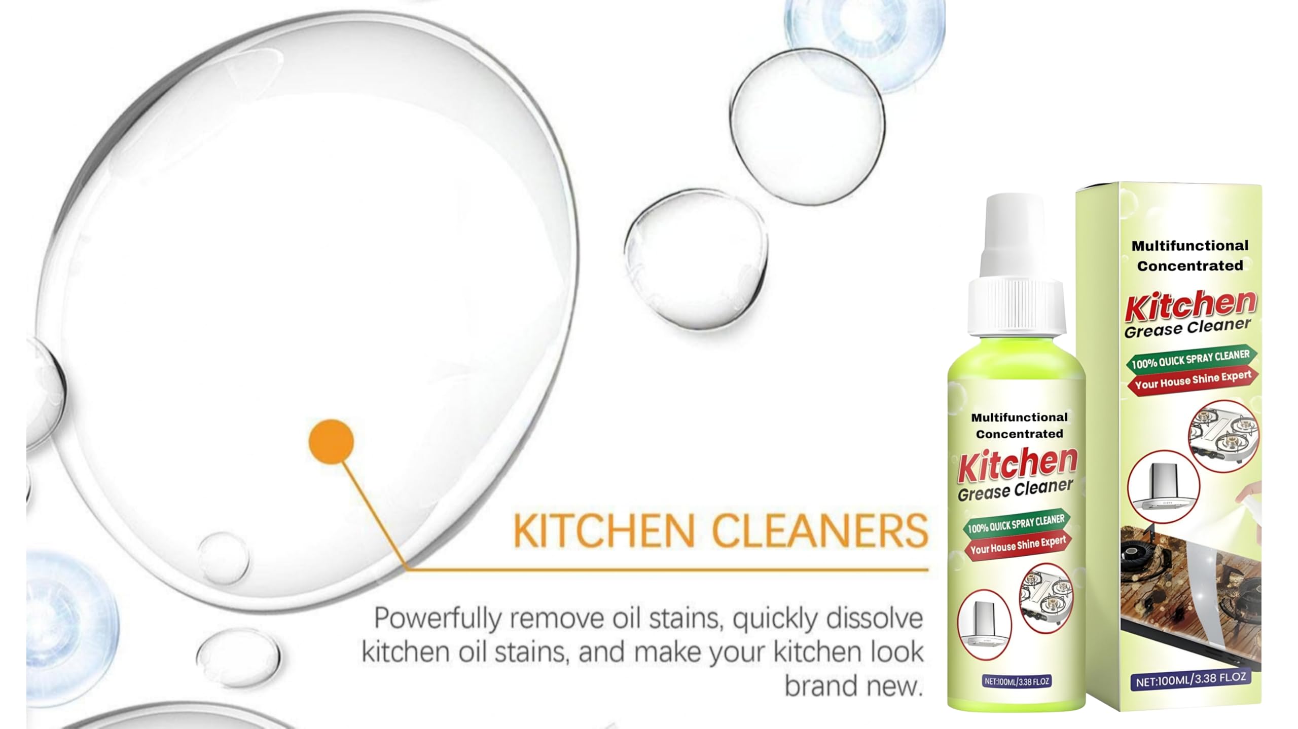 Multifunctional Concentrated Cleansing Lotion - High-Performance Kitchen & Bathroom Cleaner (110ml) | Perfect for Stain Removal, Grease Cutting & Surface Disinfection