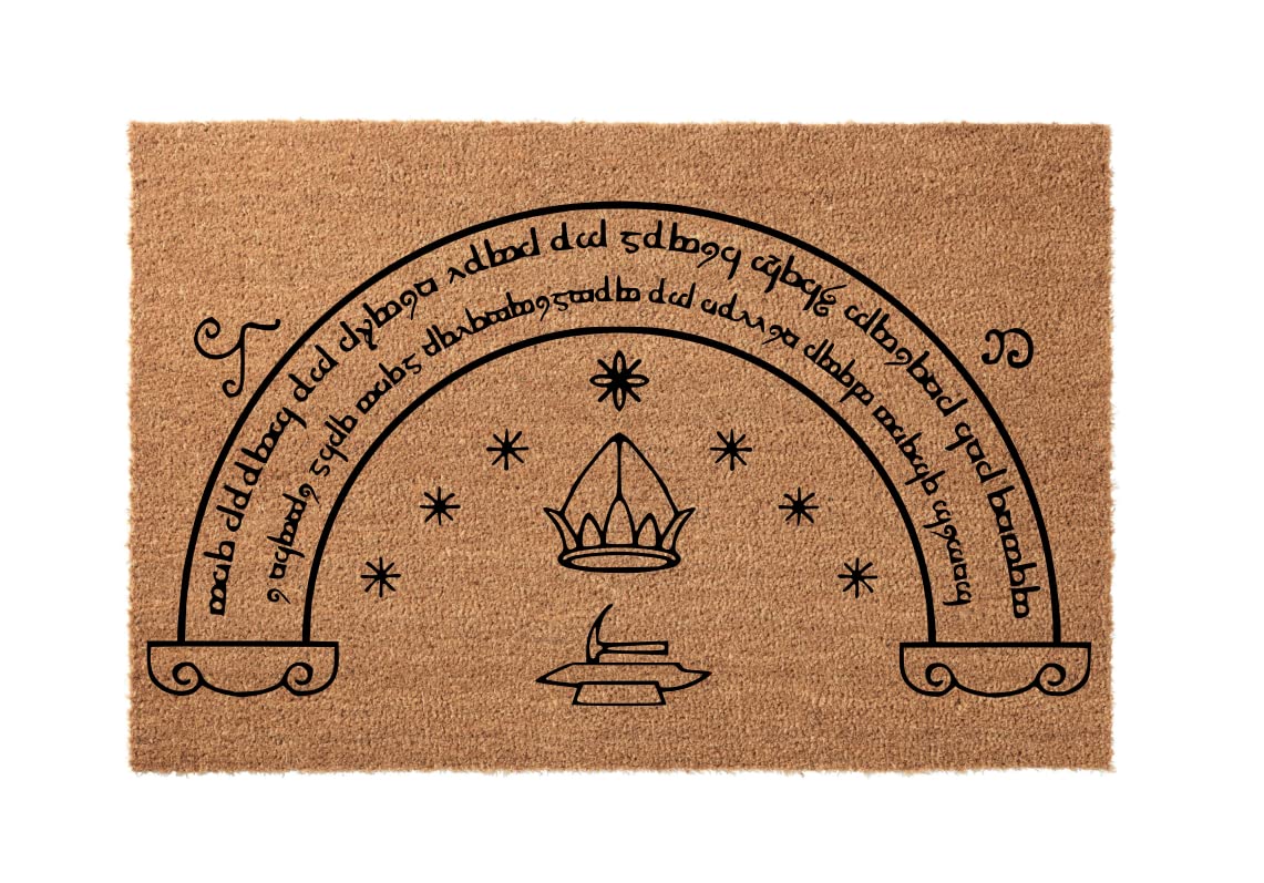 Personalized 'Speak Friend and Enter' Lord of the Rings Doormat - Custom Wedding & Housewarming Gift - 30x18 Inch - Perfect for Fantasy Fans & Tolkien Lovers - Great for Front Door Decor & Themed Home Entrance