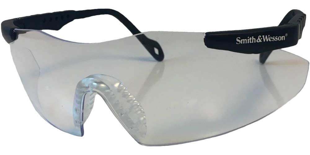 Smith and Wesson Magnum Safety Glasses with Clear Lens & Cleaning Bag - ANSI Z87.1 Certified Protective Eyewear for Shooting, Construction, and DIY Projects