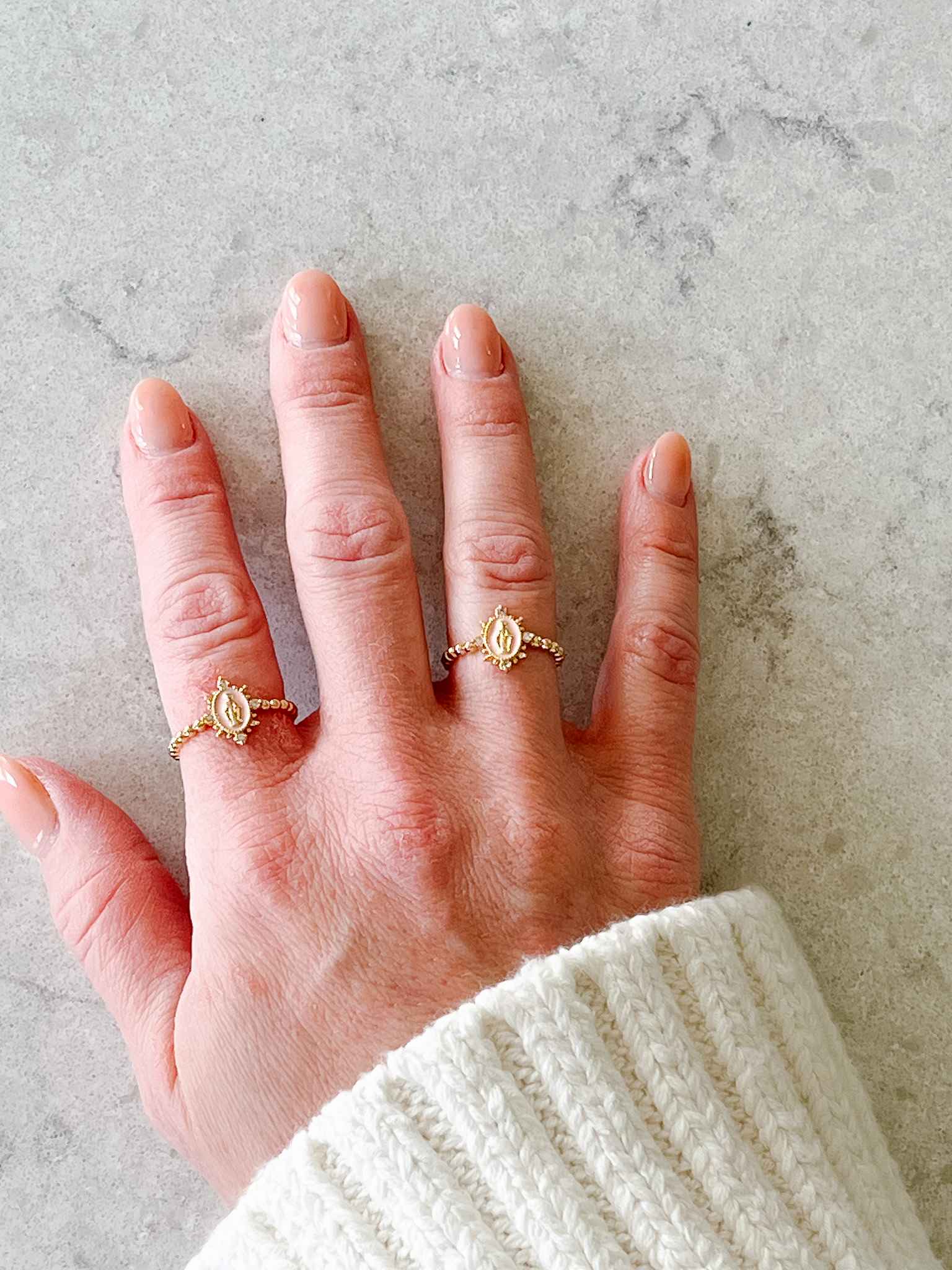 Heavenly Pink Lady Lourdes Ring - Elegant Religious Jewelry for Women, Perfect for Daily Wear, Church & Special Occasions