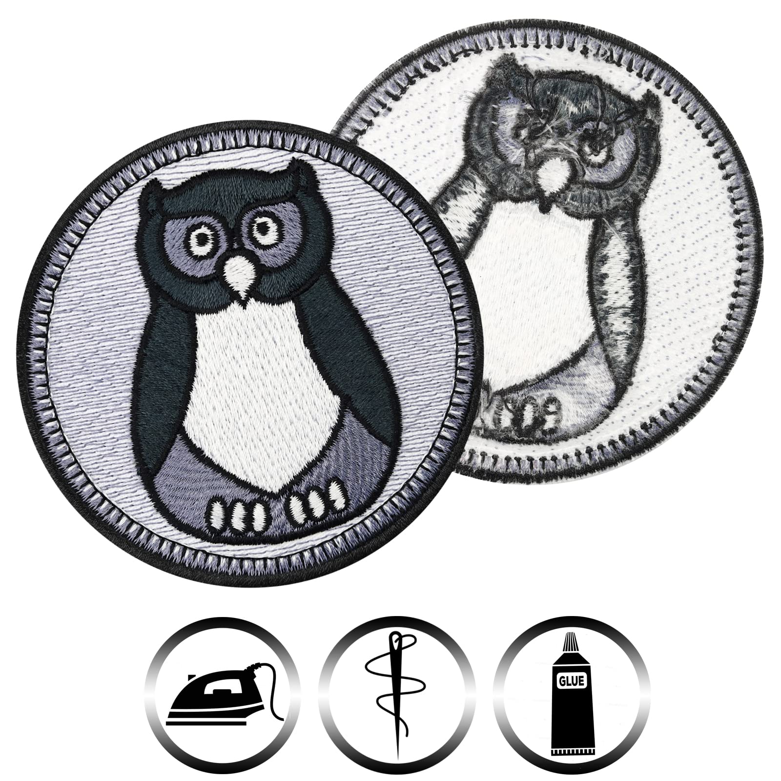 Owl Patch Night Animals Embroidered Iron-On/Sew-On Birdwatching Badge - 2.95x2.95 Inch Cute Owl Emblem for DIY Clothing & Accessories | Perfect for Jeans, Jackets, Backpacks, Hats & Shirts | Great for Nature Lovers, Birdwatchers & Fashion DIY Projects