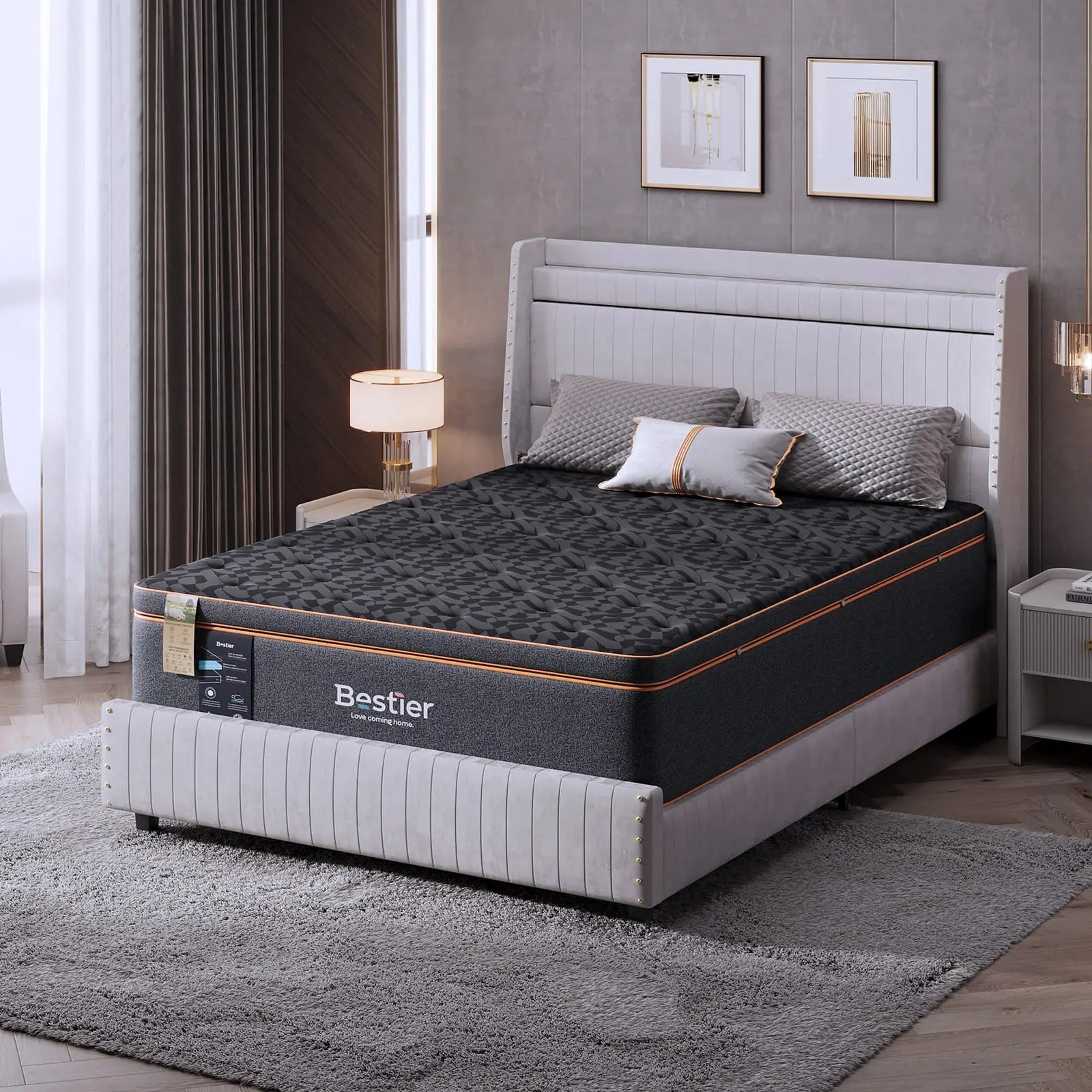 Bestier 12 Inch Organic Wool Pillow Top Queen Gel Memory Foam Mattress - Ultra Plush Support for Side Sleepers & Back Pain Relief, Perfect for Master Bedroom & Guest Room Comfort