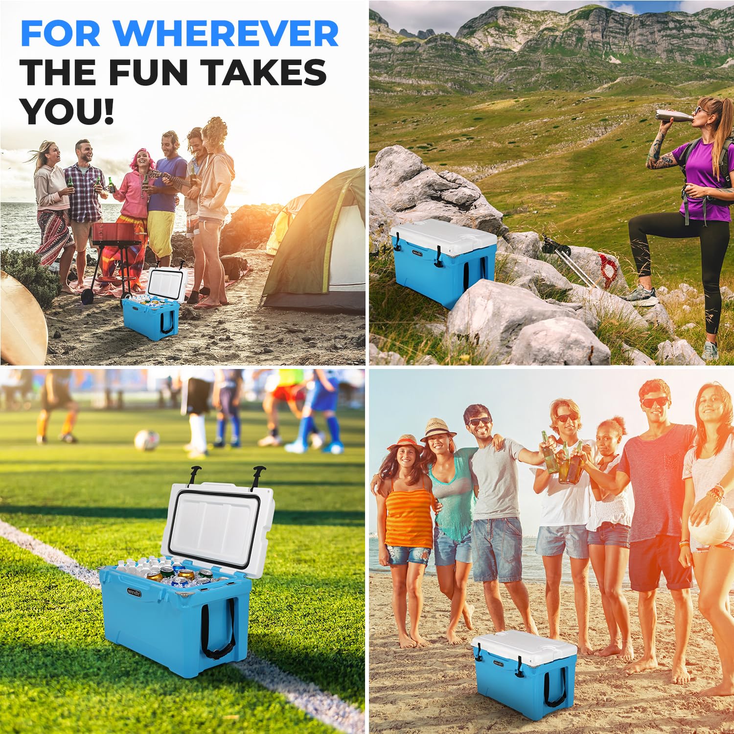 SereneLife Ultra-Tough 35 Quart Rotomolded Cooler - Heavy Duty Insulated Ice Chest Holds 48 Cans & Keeps Ice 5 Days | Portable Cooler Box for Camping, Beach, Picnics, Tailgating, Fishing & Outdoor Adventures