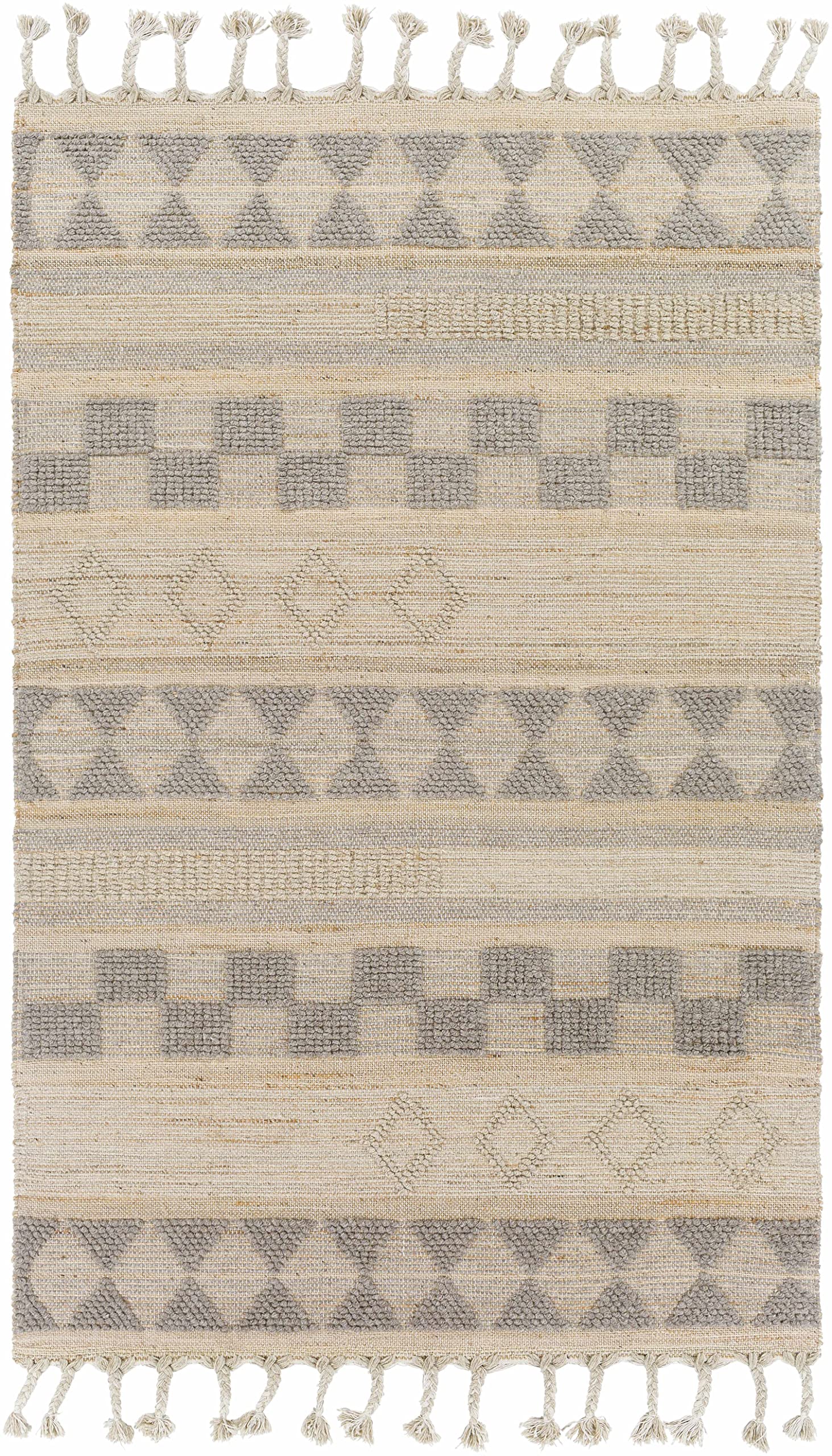 Bohemian Transitional Jute Area Rug for Living Room & Bedroom - 2' x 3' Tan & Gray - Hauteloom Ardee - Perfect for Boho Decor, Cozy Spaces & Neutral Home Styling