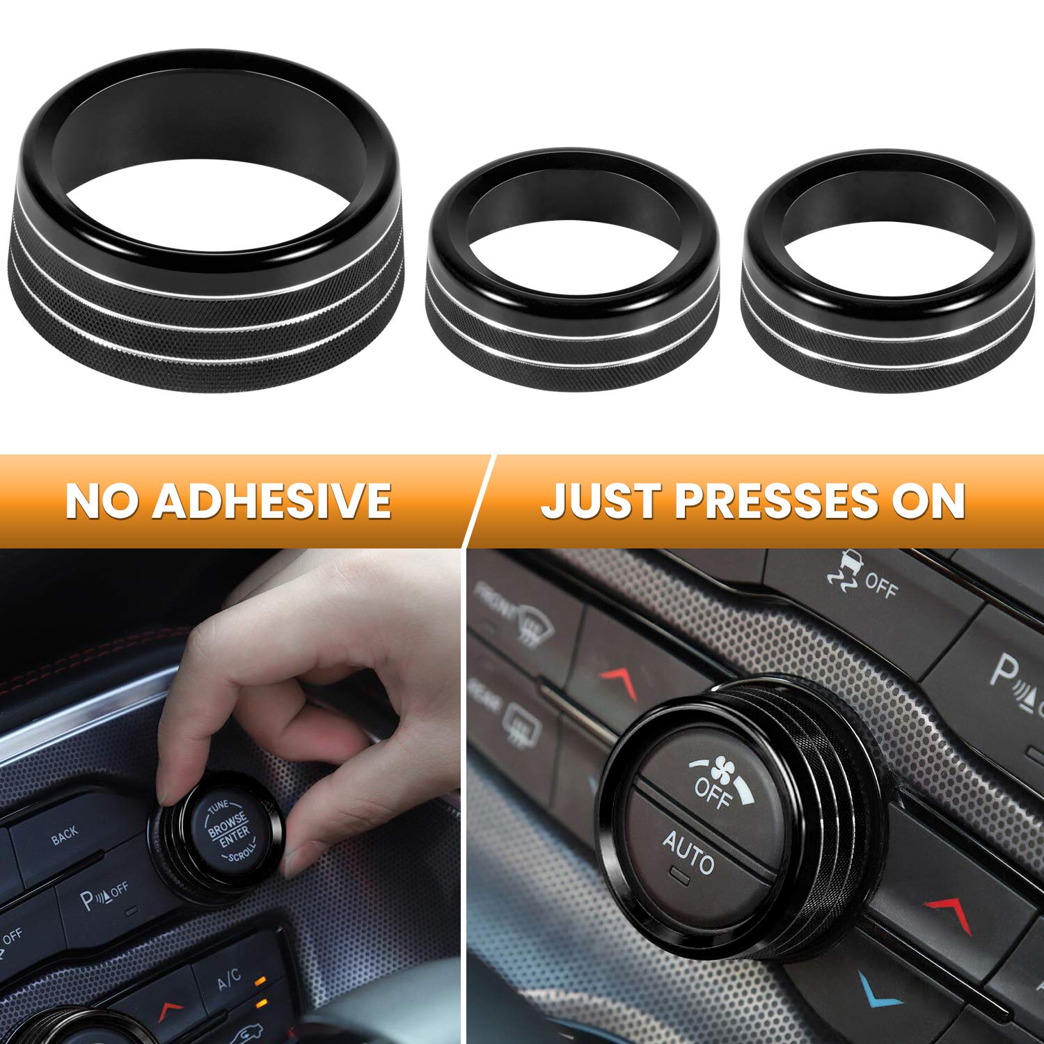 Dodge Challenger Charger Chrysler 300 300s 2015-2024 & Ram 2013-2018 AC Switch Knob - Black Aluminum Alloy HVAC Control Button Replacement - Perfect Interior Upgrade for Car Enthusiasts