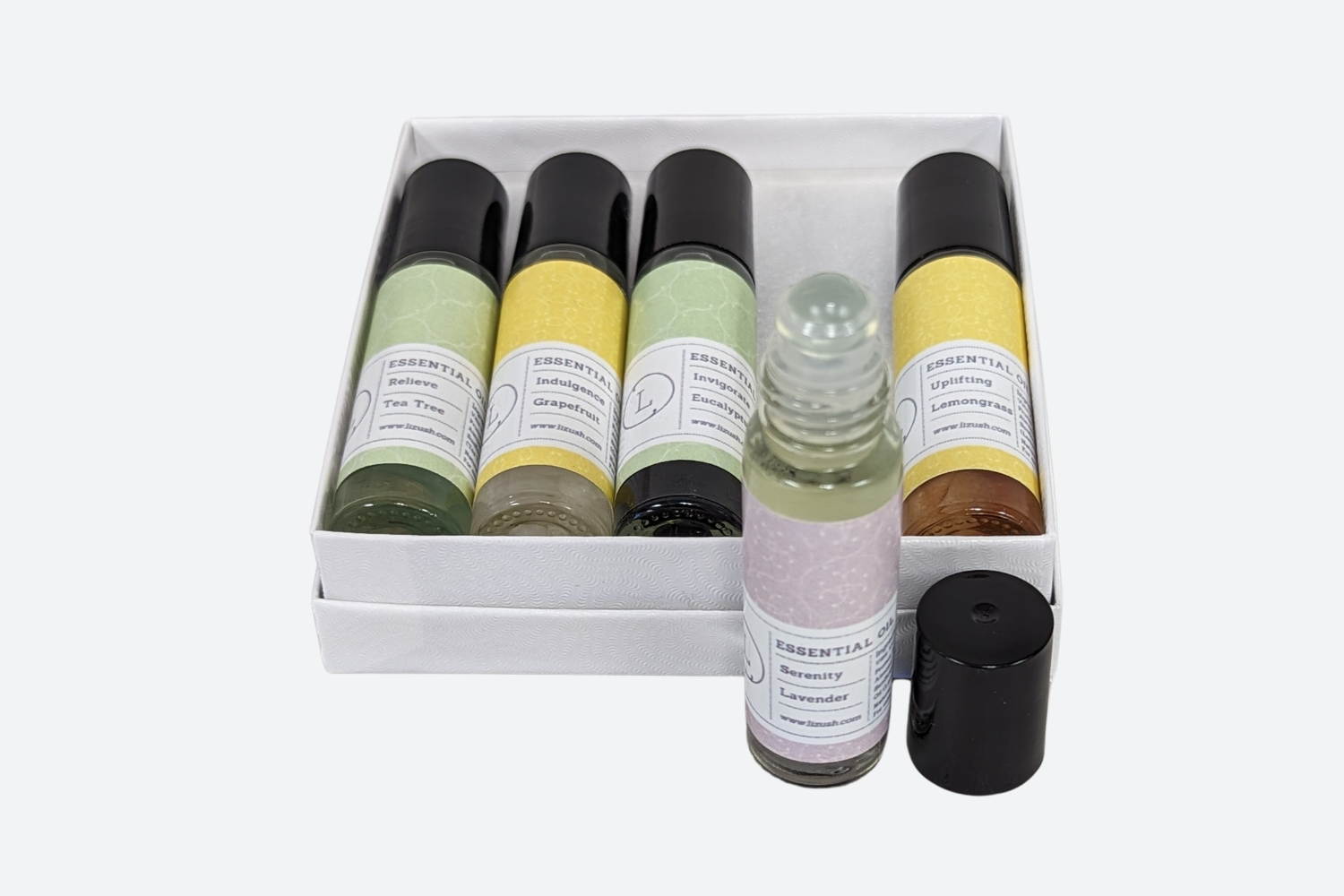 CBD Essential Oils Roll On Set with Healing Crystals - THC Free Aromatherapy for Stress Relief & Sleep Aid - Perfect for Meditation, Yoga & Home Relaxation
