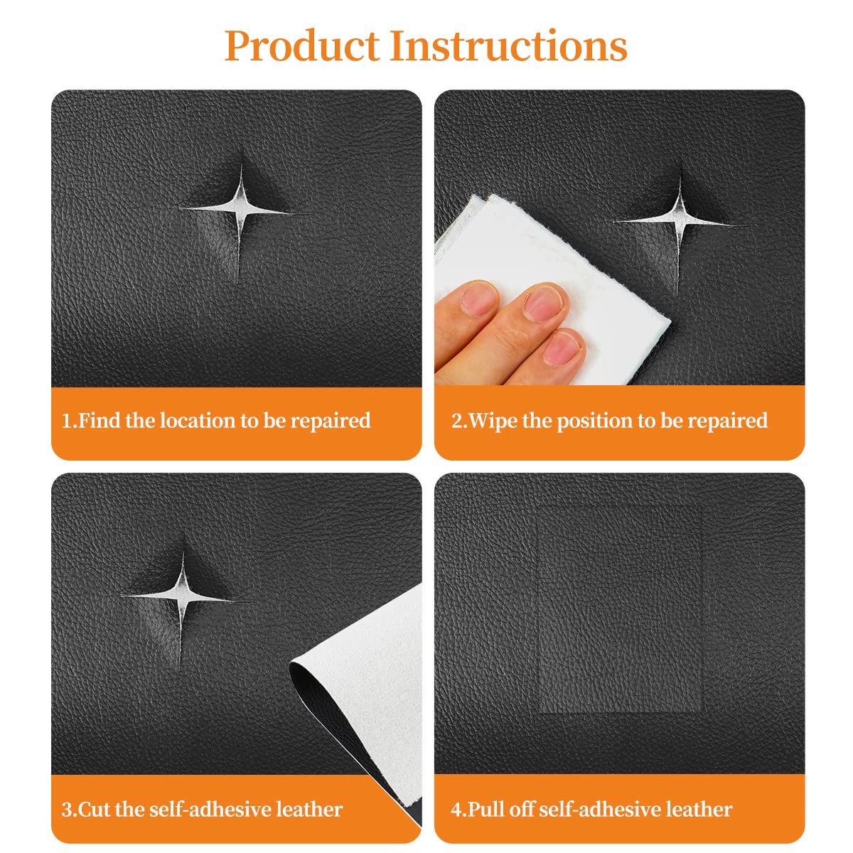 CHENGZHG Black Leather Repair Patch Kit - 17.3