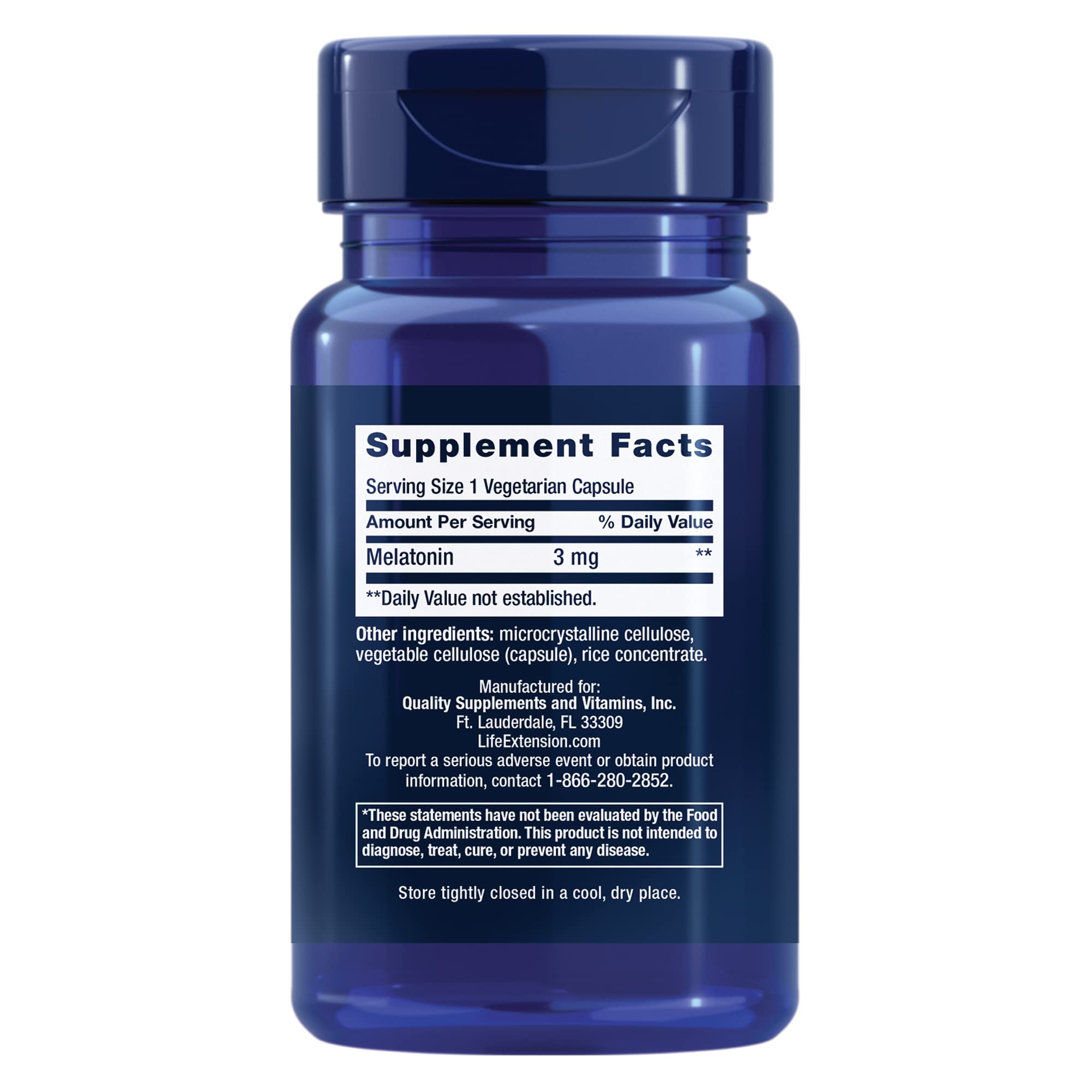 Life Extension Melatonin 3mg - Optimal Sleep Support, Healthy Circadian Rhythms & Cellular Defense | Gluten-Free, Non-GMO, Vegetarian Capsules (60 Count) | Perfect for Jet Lag, Shift Work & Natural Sleep Aid
