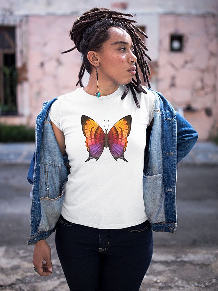 Vibrant Sunset Colors Butterfly Print T-Shirt for Women - Casual Summer Outfit & Boho Festival Fashion