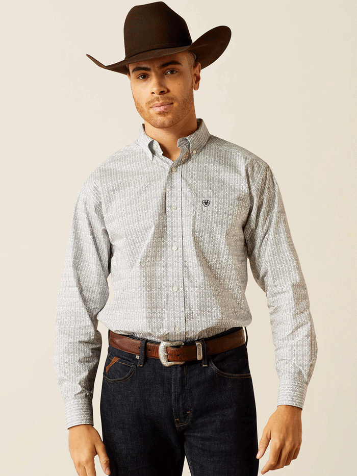 Ariat Men's Reign Classic Fit Shirt - White | Western Style Button-Up Shirt for Cowboy, Ranch Work & Casual Wear