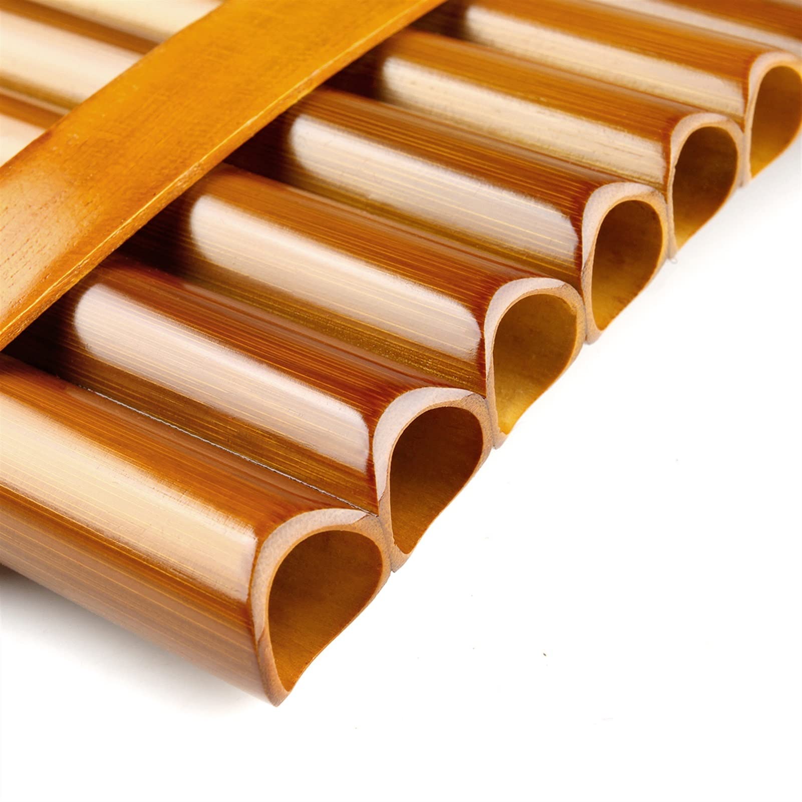 Professional G Key Brown Pan Flute - Handmade 15 Pipe Panpipes Wind Instrument for Music Performances, Meditation & Relaxation | Perfect for Beginners & Professionals