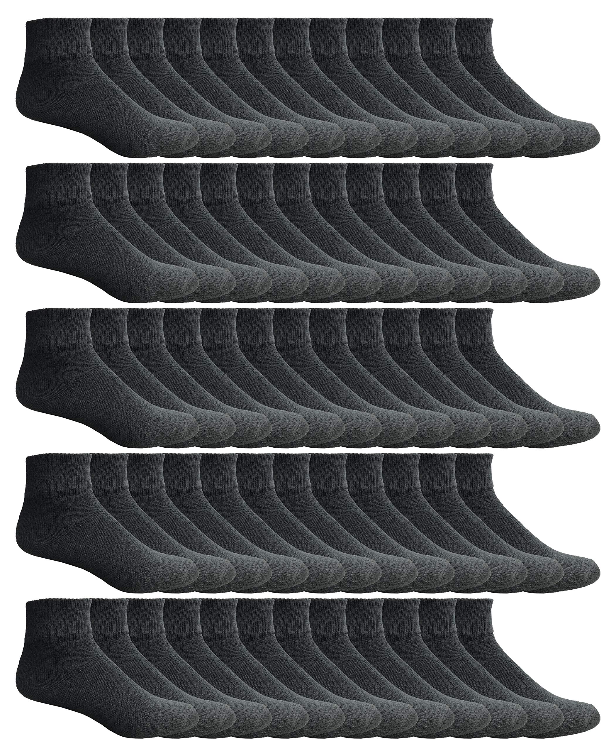 **Men's Black Quarter Ankle Athletic Socks (6-Pack) - Size 10-13 - Breathable & Cushioned for Running, Gym & Casual Wear**