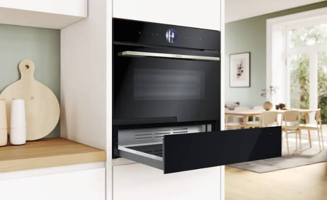 Bosch BIC7101B1B Series 8 Built-In Warming Drawer - 60 x 14 cm, Black | Perfect for Keeping Food Warm Before Serving, Ideal for Kitchens & Restaurants