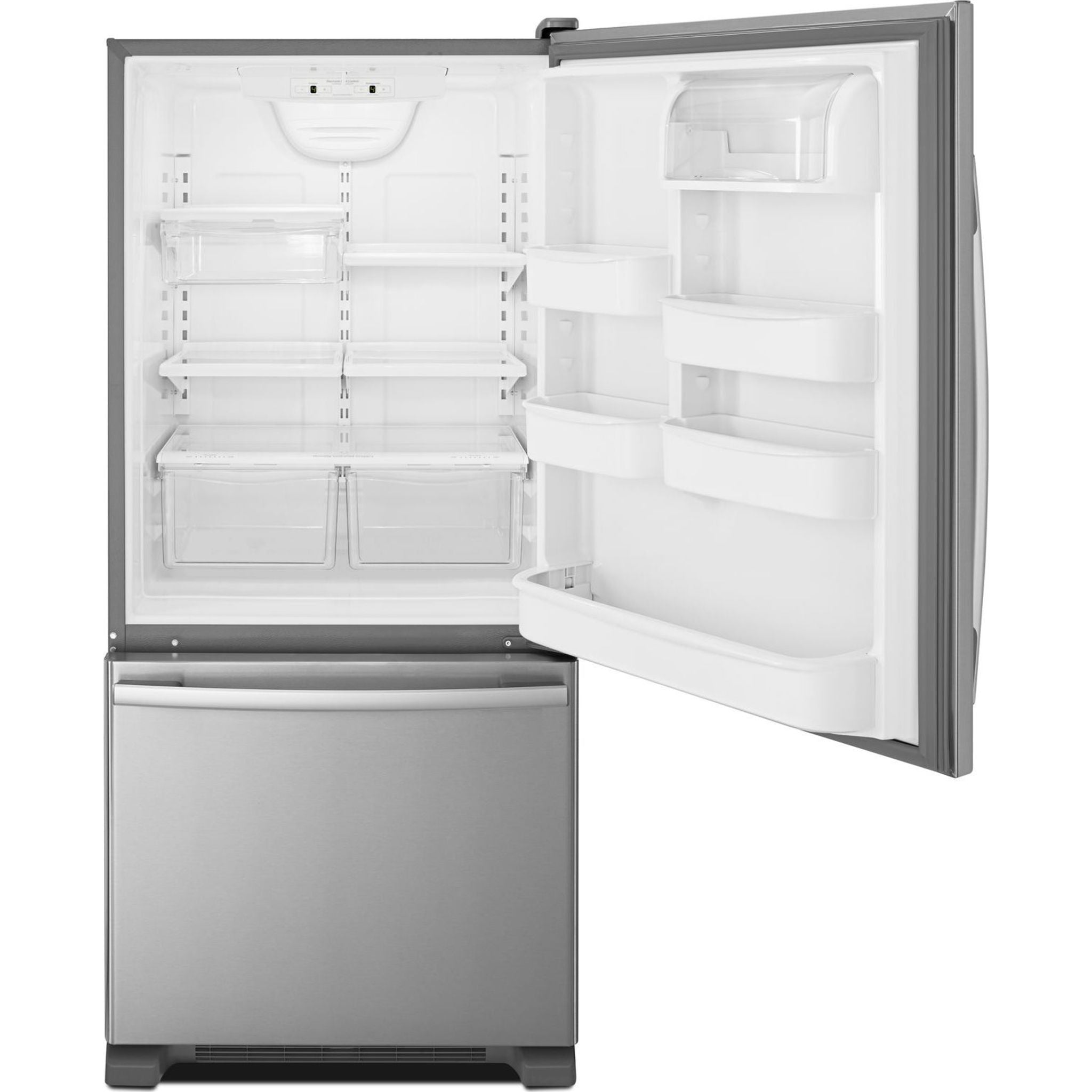 Amana Bottom Mount Refrigerator (ABB1924BRM) - 24.5 Cu. Ft. Stainless Steel French Door Fridge with Adjustable Shelves & Humidity-Controlled Crispers - Perfect for Modern Kitchens & Open Floor Plans