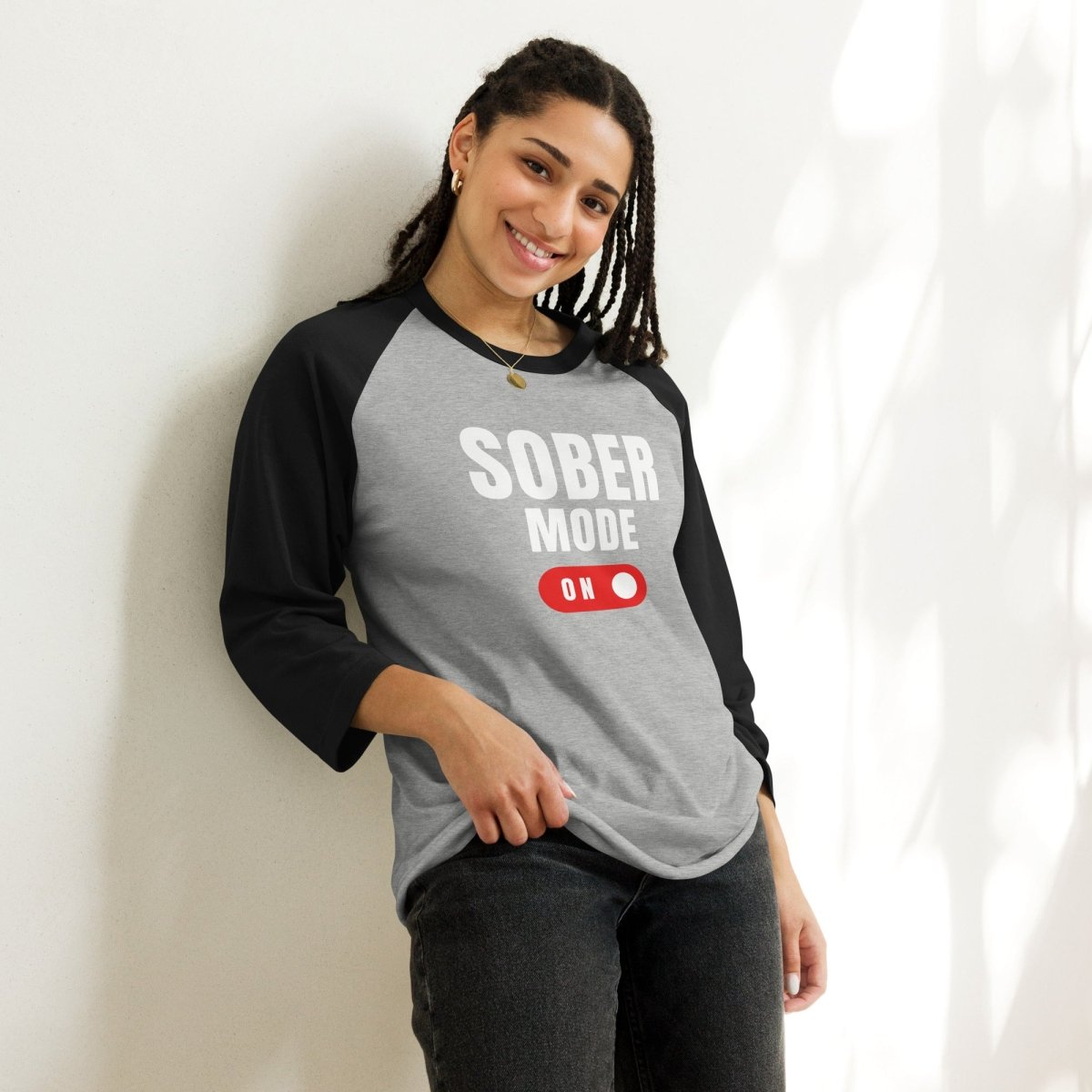 Sober Mode On Raglan Shirt - Bold Recovery Fashion Statement for AA Meetings & Sober Living | Comfortable Unisex Tee for Addiction Recovery Support