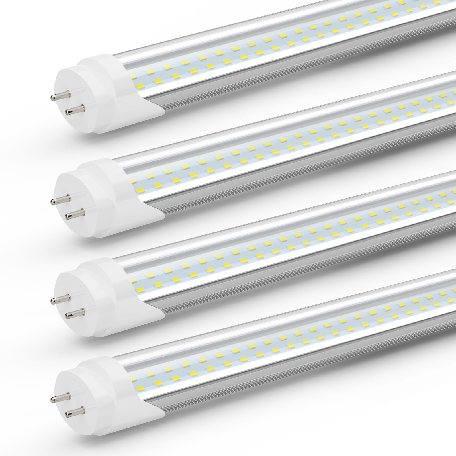 T8 LED Bulbs 4 Foot - 24W 3120 Lumen 6500K Cool White - Type A+B 4FT Tube Light - T10 T12 65W Equivalent Fluorescent Replacement - Ballast Bypass or Plug & Play - Energy Saving LED Shop Lights for Office, Warehouse & Retail Stores (4 Pack)