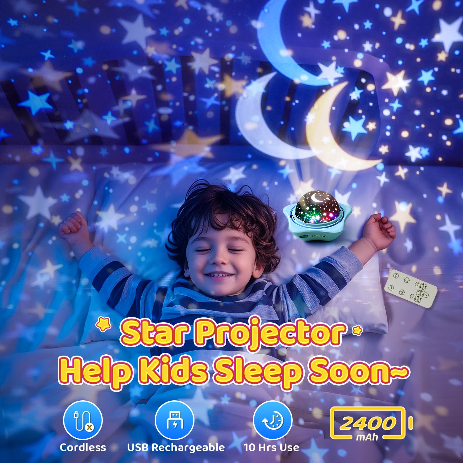 Onefire Star Projector Night Light for Kids - Dimmable Ceiling Projector with Glow in the Dark Stars, Remote Control Dinosaur Toy for Boys & Toddlers | Perfect for Bedroom Decor, Nursery Night Light, and Dinosaur-Themed Gifts