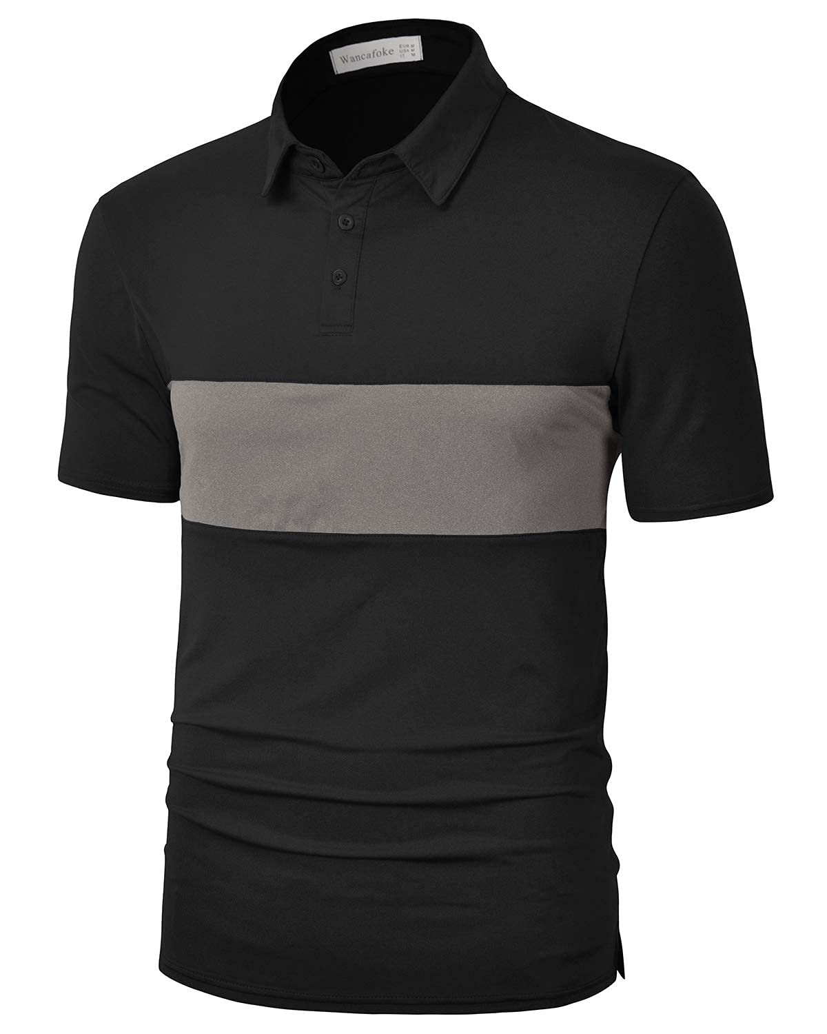 Wancafoke Men's Short Sleeve Polo Shirt - Moisture Wicking Golf Shirt with Collar - Breathable Performance T-Shirt for Casual Wear & Sports Activities