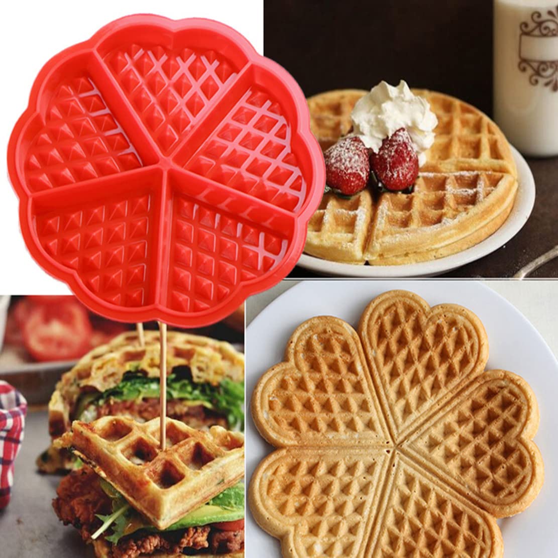Non-Stick Silicone Waffle Stamps - 1 Piece, Heat-Resistant & Easy to Clean - Perfect for Homemade Waffles, Pancakes, and Baking Decorations