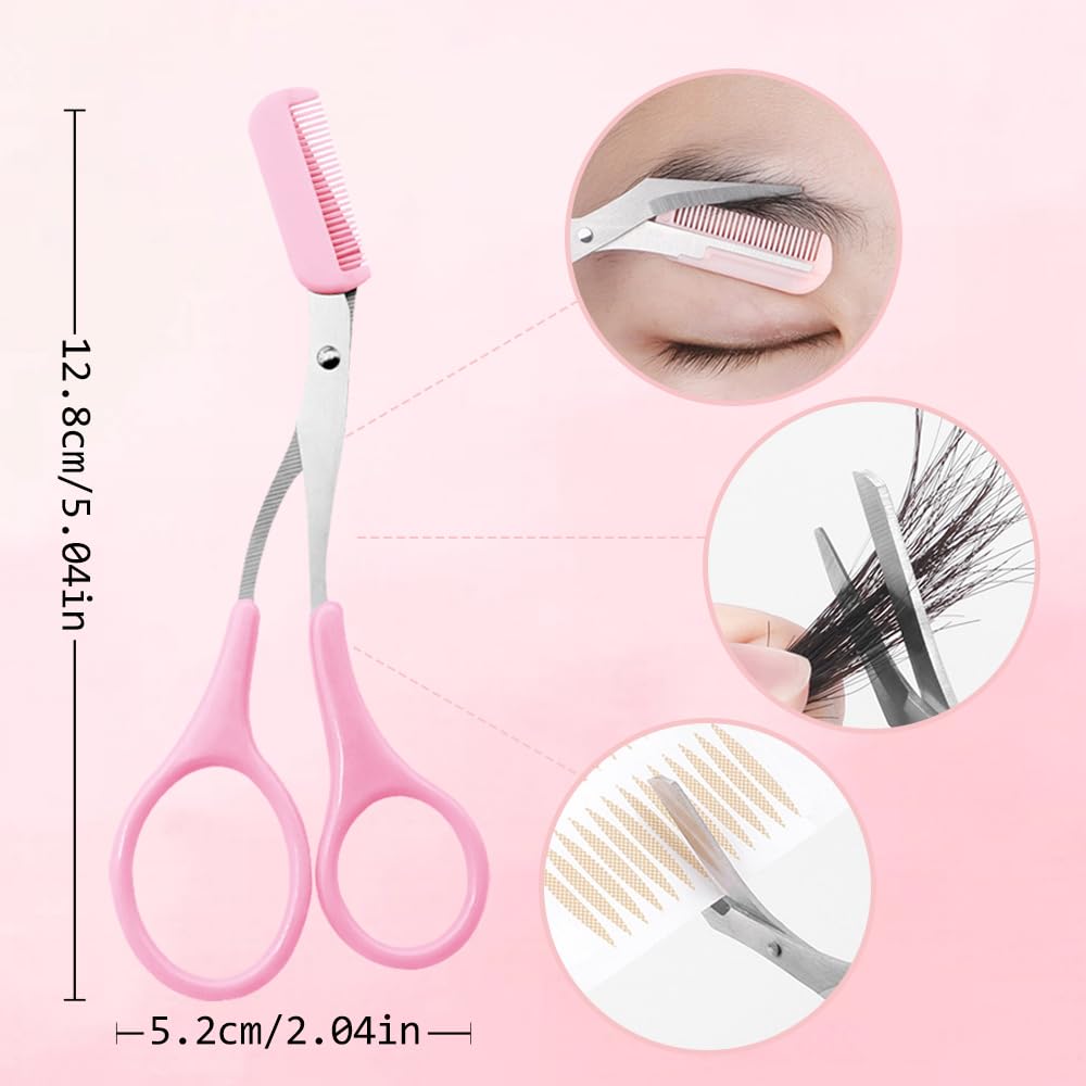 2 in 1 Stainless Steel Eyebrow Trimmer Scissors with Comb - Non-Slip Mini Eyebrow Scissors for Precise Grooming | Portable Curved Design for Men & Women | Perfect Beauty Gift for Home & Travel Use (Black)