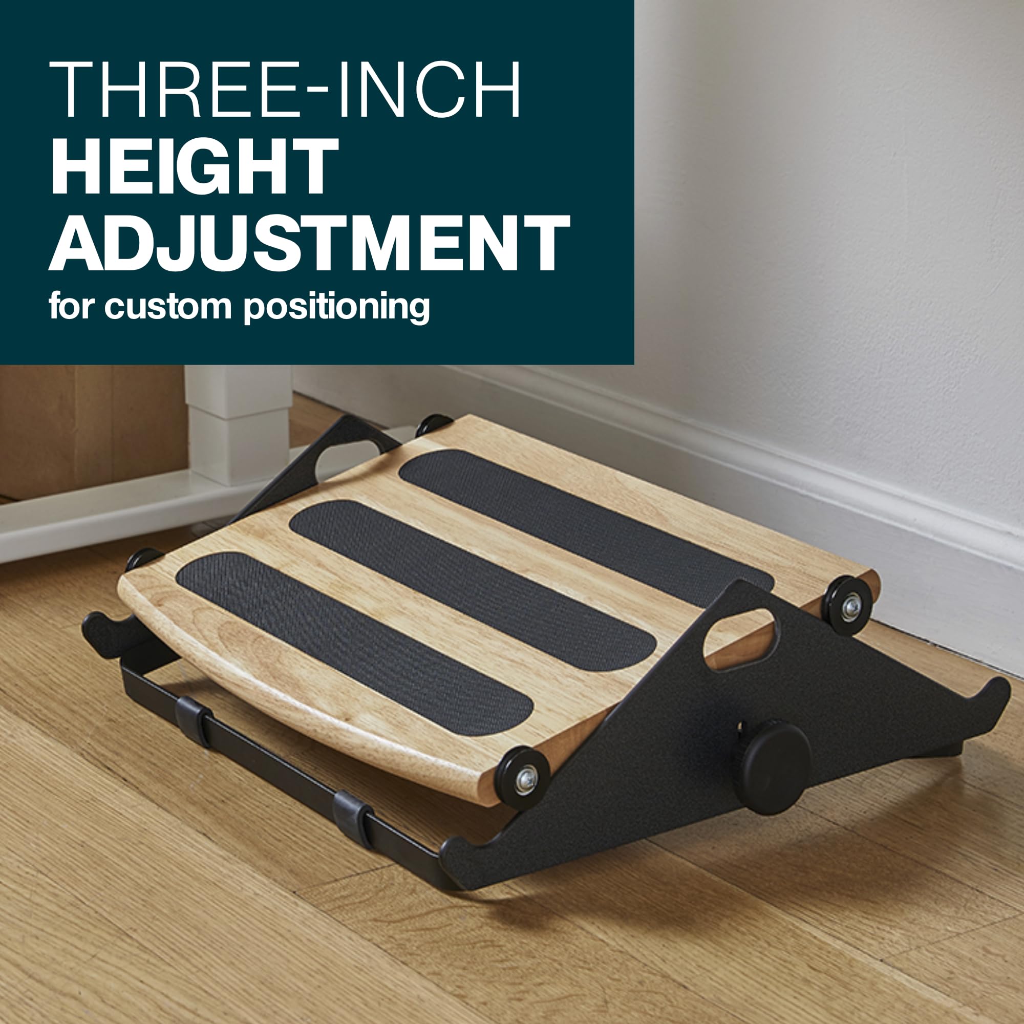 Humanscale FM 300 Ergonomic Footrest - Adjustable Height Foot Rest for Office & Home - Natural Finish - Relieves Leg Fatigue & Improves Posture - Perfect for Desk Work, Gaming & Standing Desks