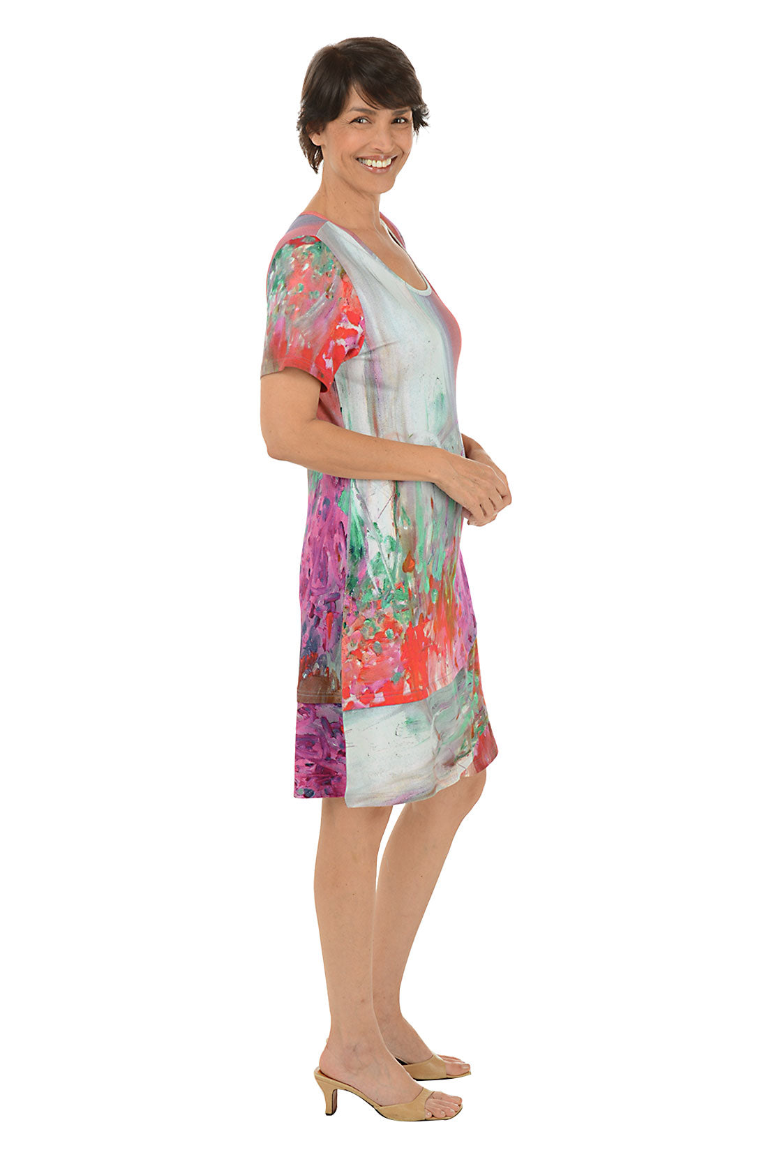 Jardin Women's Layered Hem Short Sleeve Summer Dress - Flowy Casual Sundress for Beach, Vacation & Everyday Wear